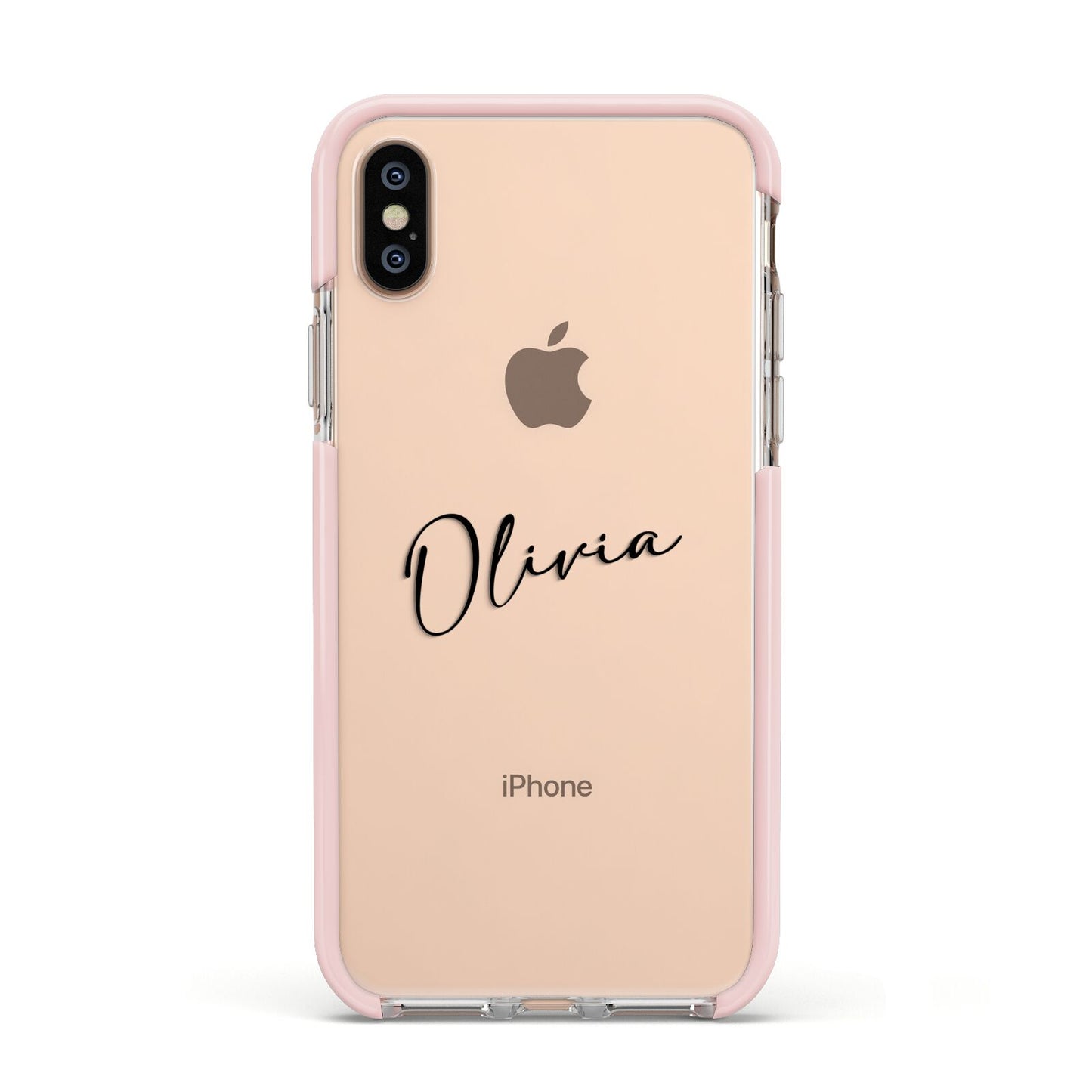 Custom Signature Apple iPhone Xs Impact Case Pink Edge on Gold Phone