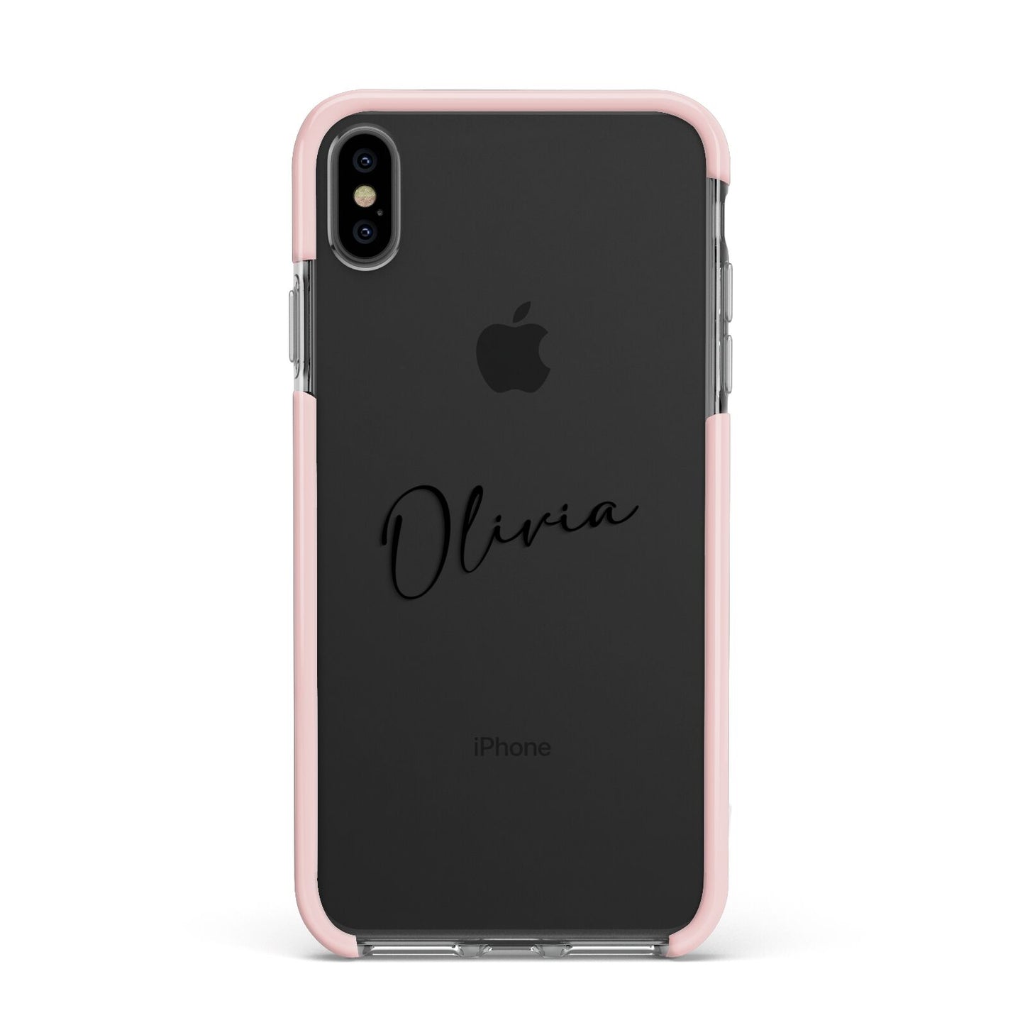 Custom Signature Apple iPhone Xs Max Impact Case Pink Edge on Black Phone