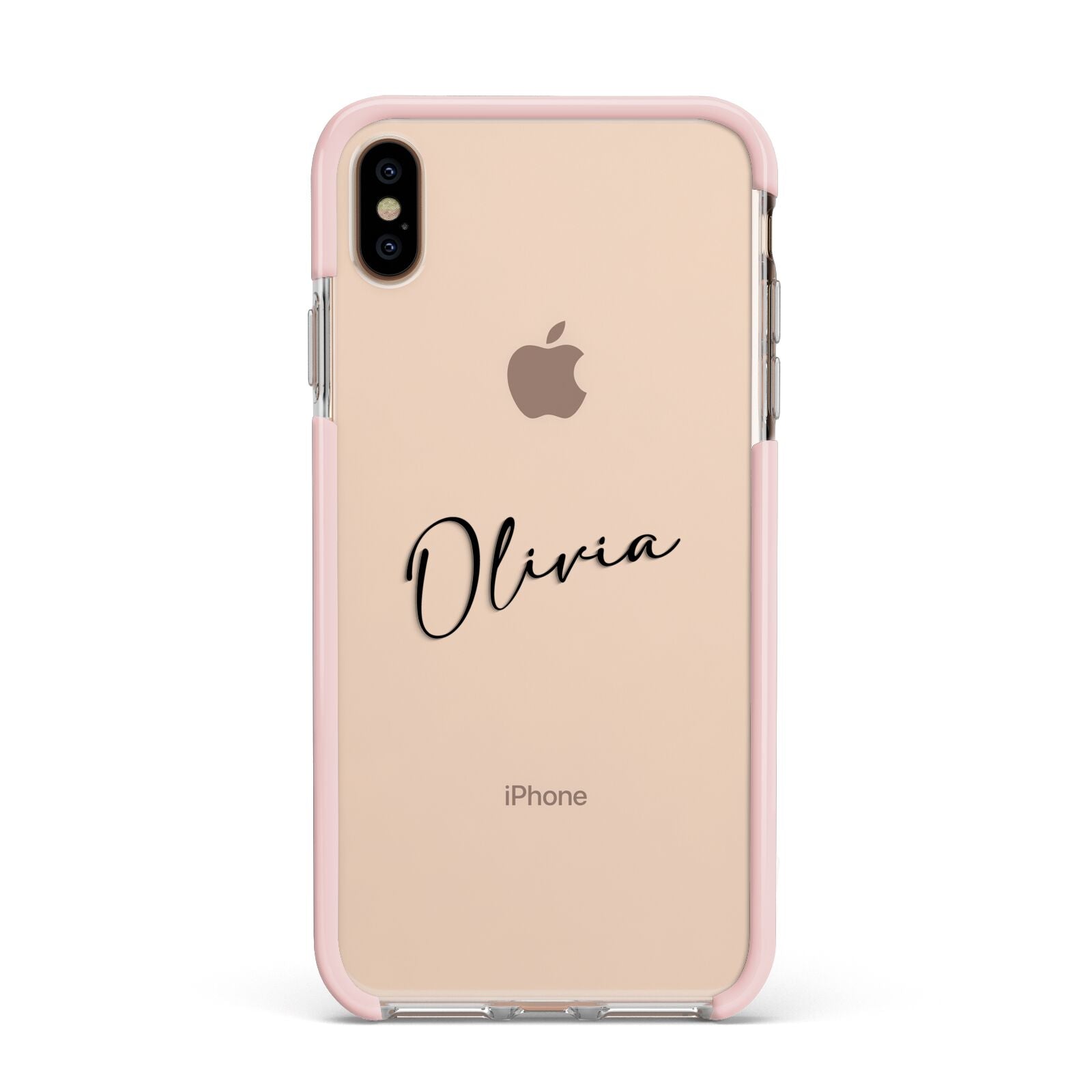 Custom Signature Apple iPhone Xs Max Impact Case Pink Edge on Gold Phone