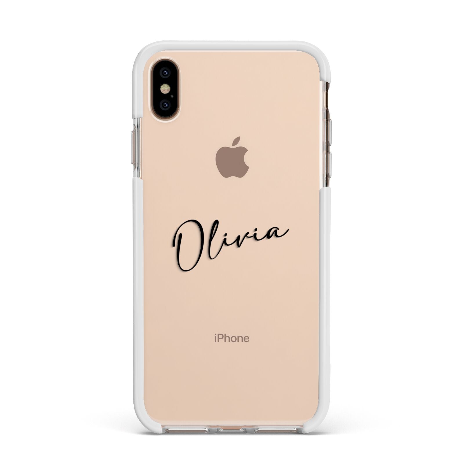 Custom Signature Apple iPhone Xs Max Impact Case White Edge on Gold Phone