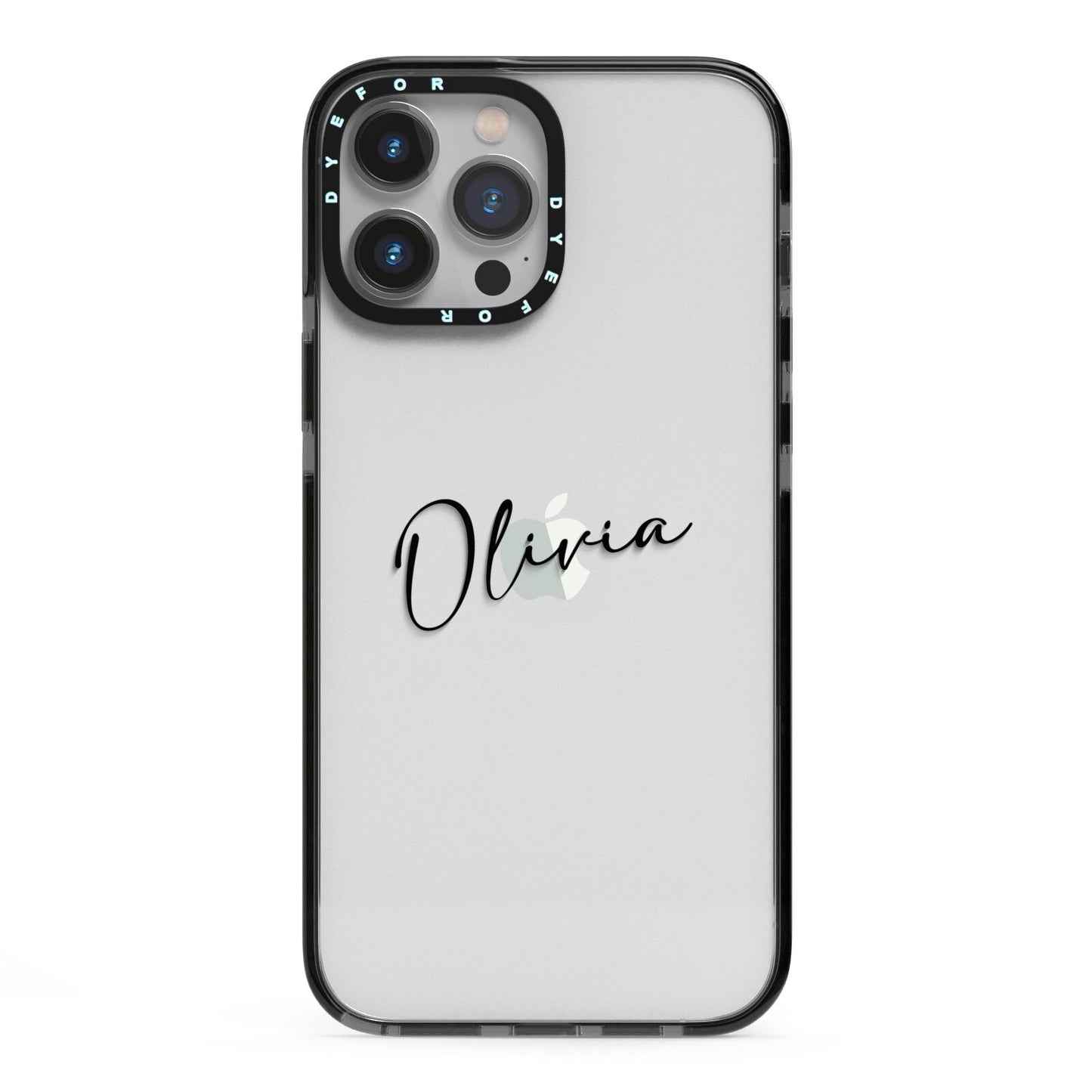 Custom Signature iPhone 13 Pro Max Black Impact Case on Silver phone