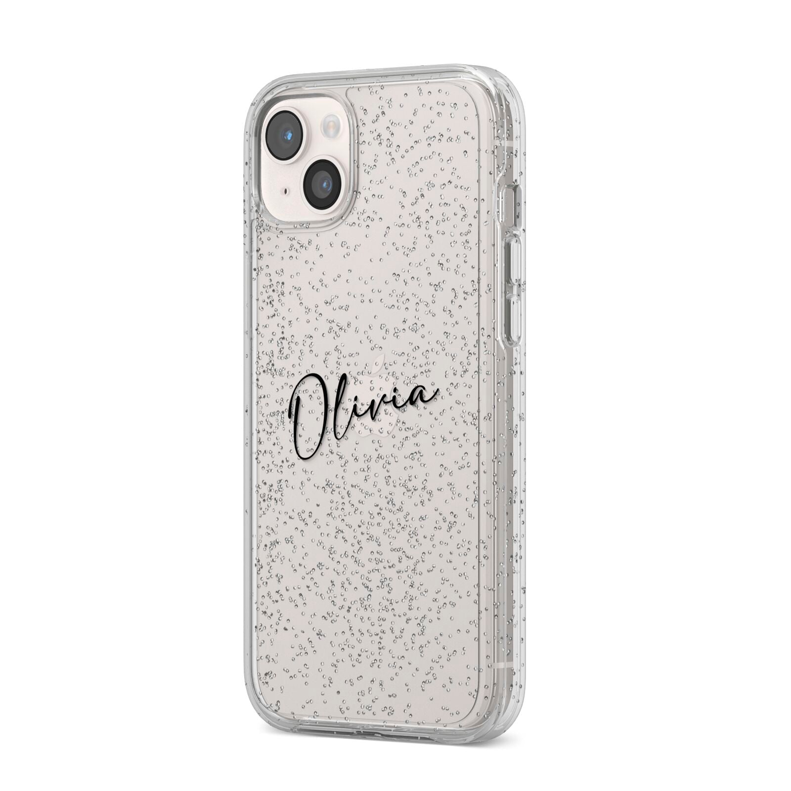 Custom Signature iPhone 14 Plus Glitter Tough Case Starlight Angled Image