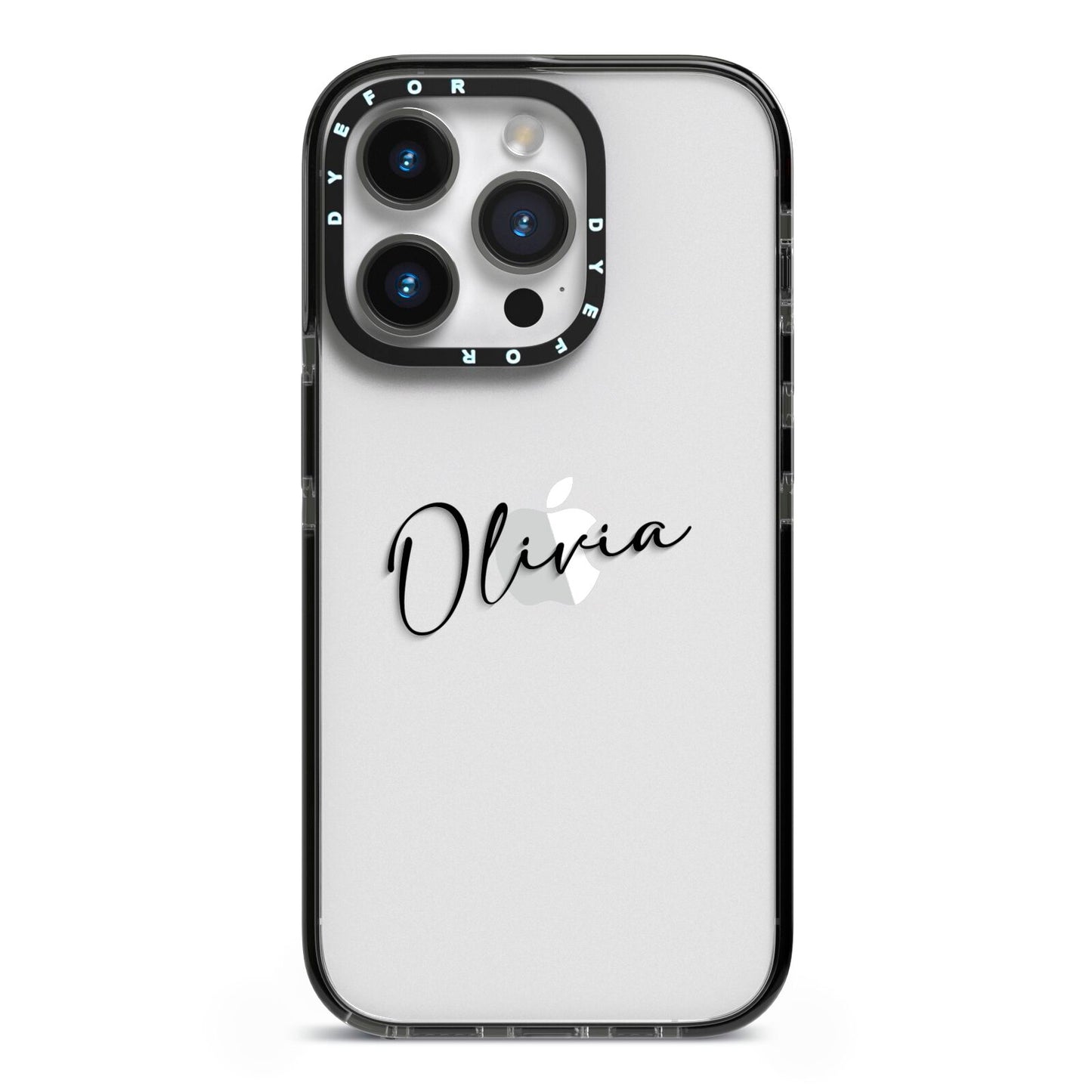 Custom Signature iPhone 14 Pro Black Impact Case on Silver phone