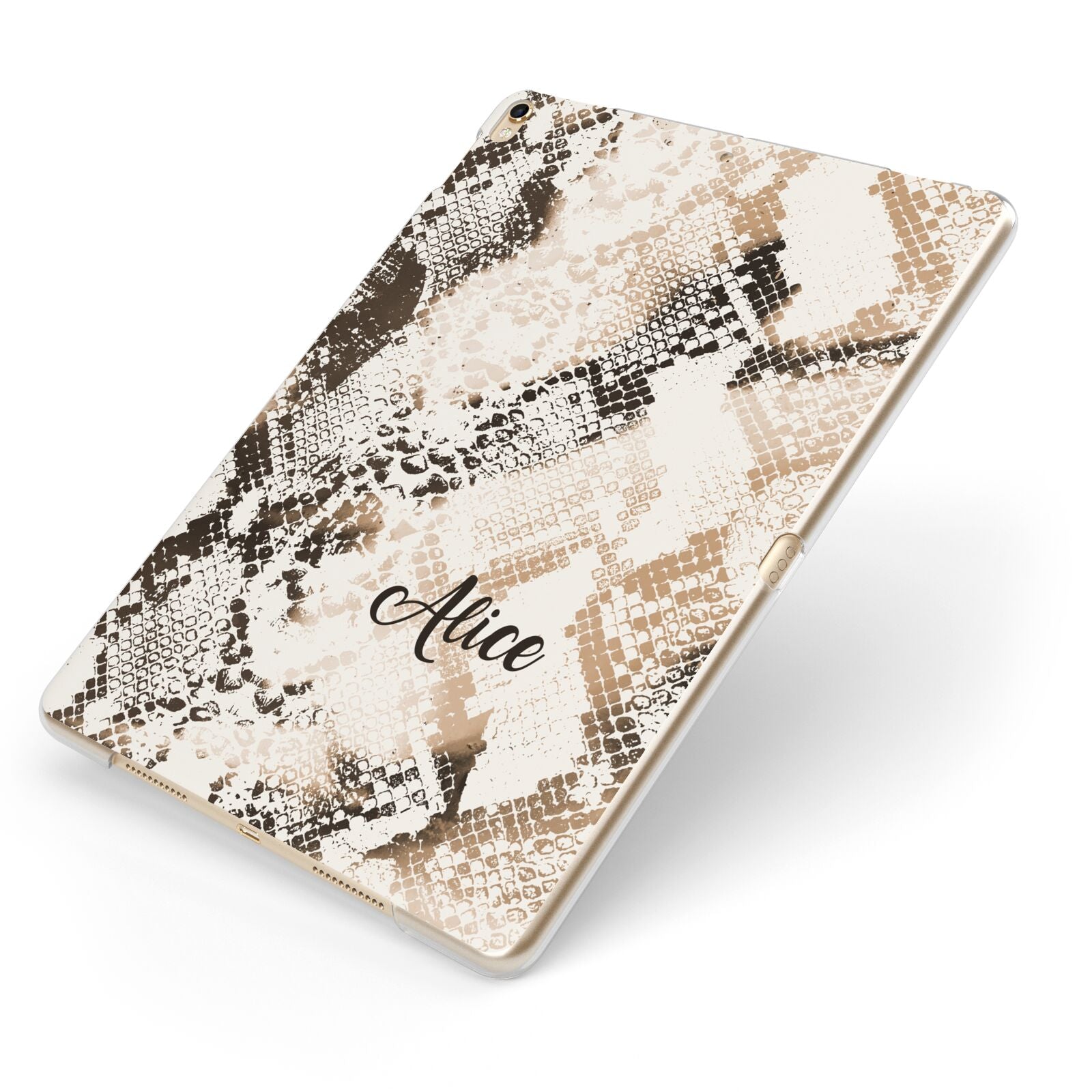 Custom Snakeskin Apple iPad Case on Gold iPad Side View