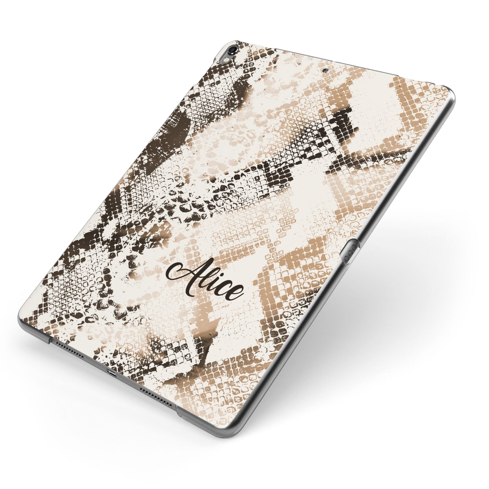 Custom Snakeskin Apple iPad Case on Grey iPad Side View