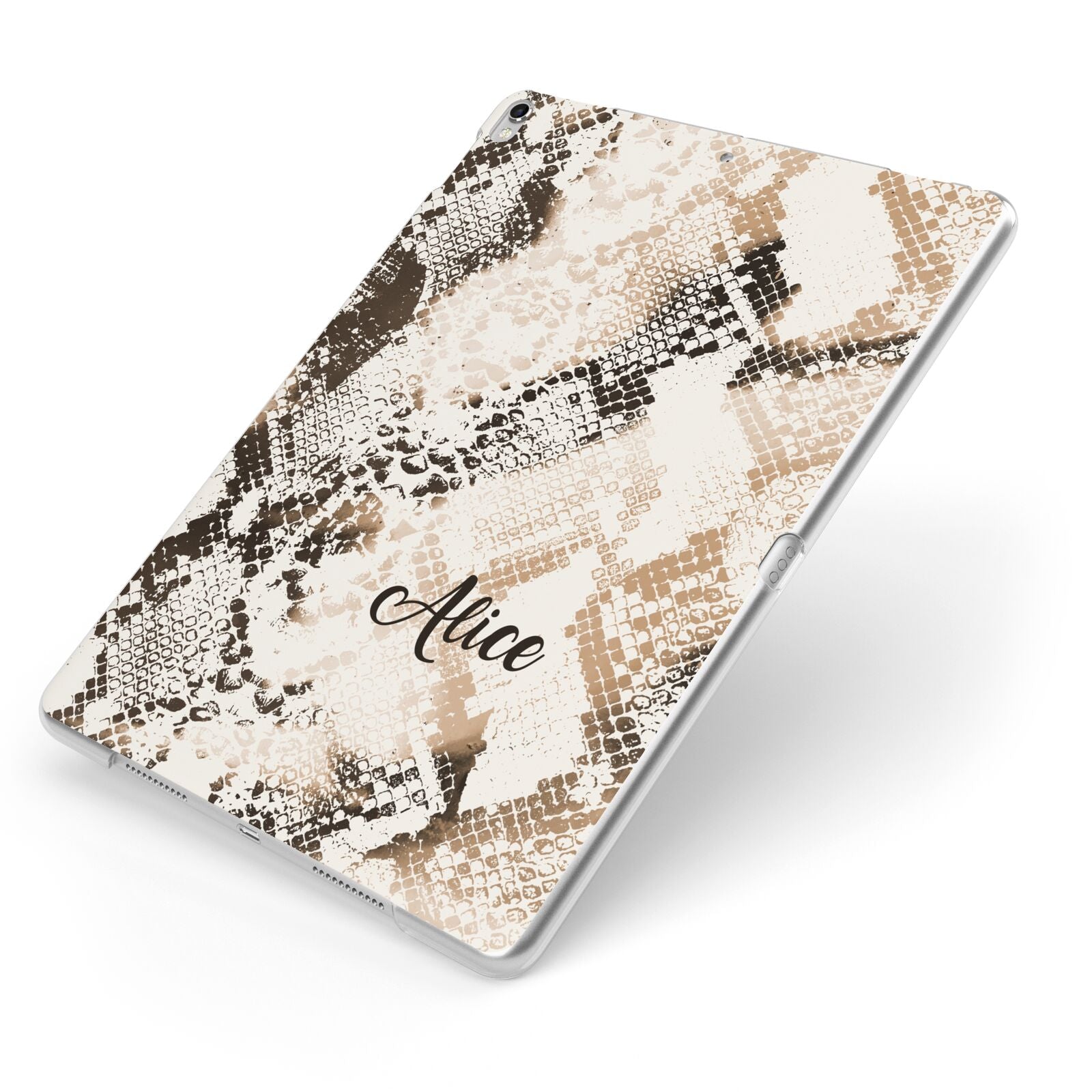 Custom Snakeskin Apple iPad Case on Silver iPad Side View