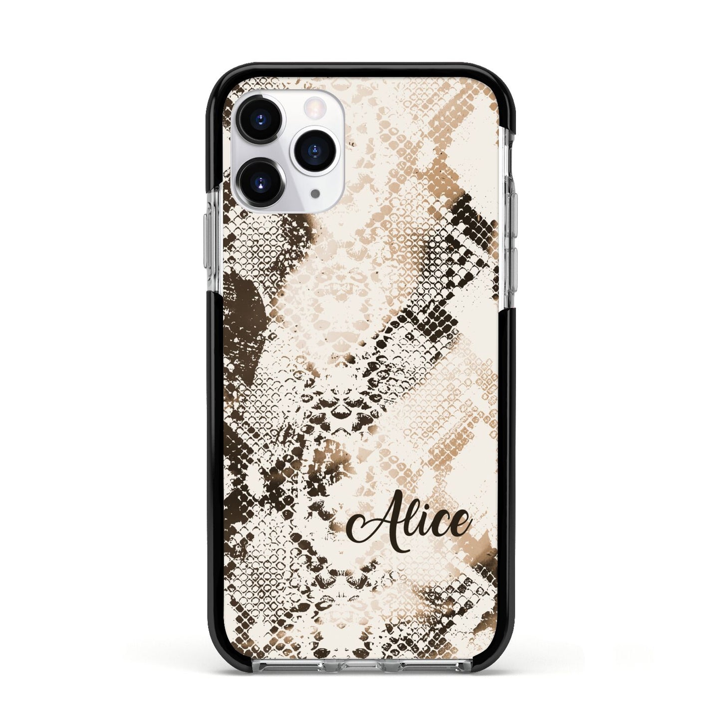 Custom Snakeskin Apple iPhone 11 Pro in Silver with Black Impact Case