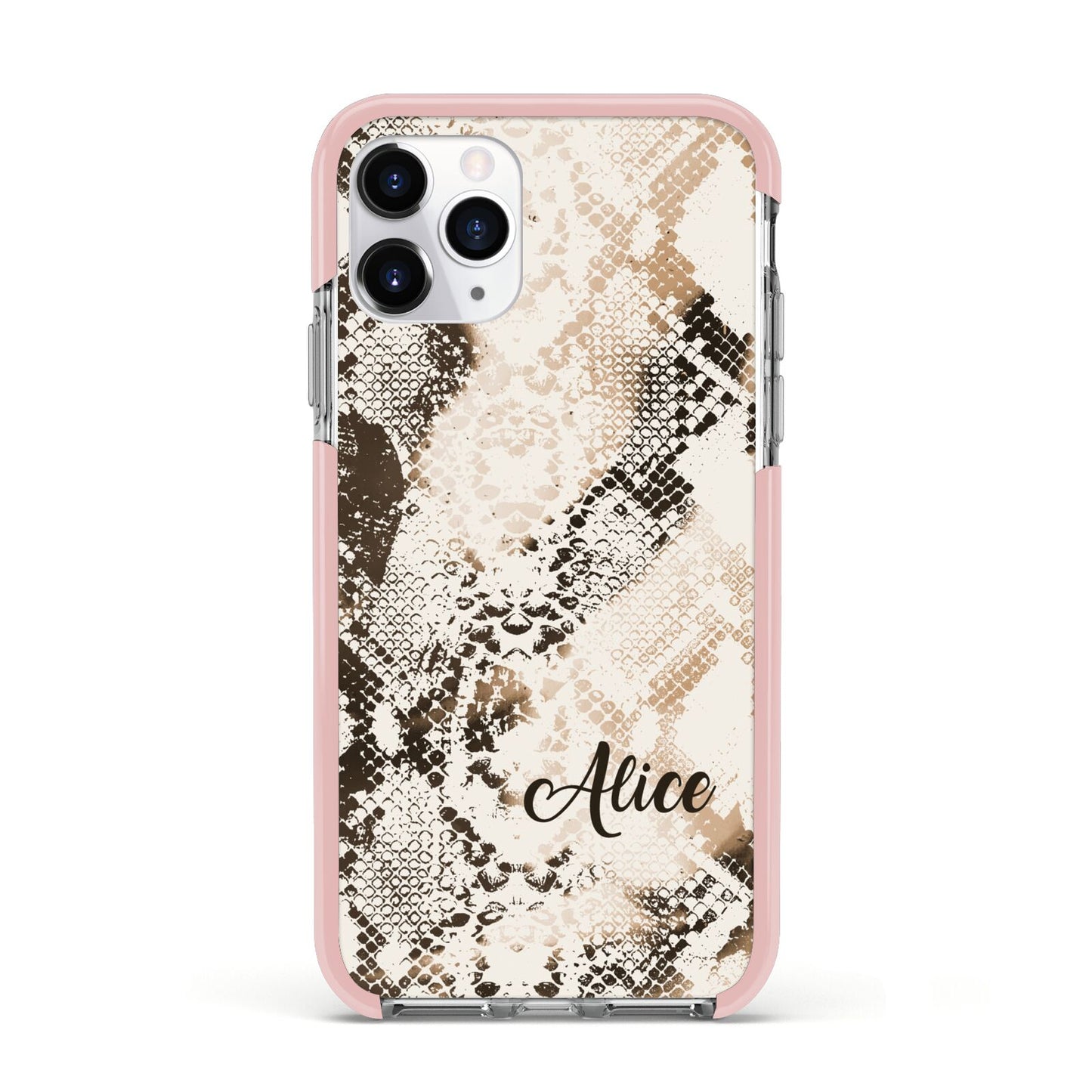 Custom Snakeskin Apple iPhone 11 Pro in Silver with Pink Impact Case