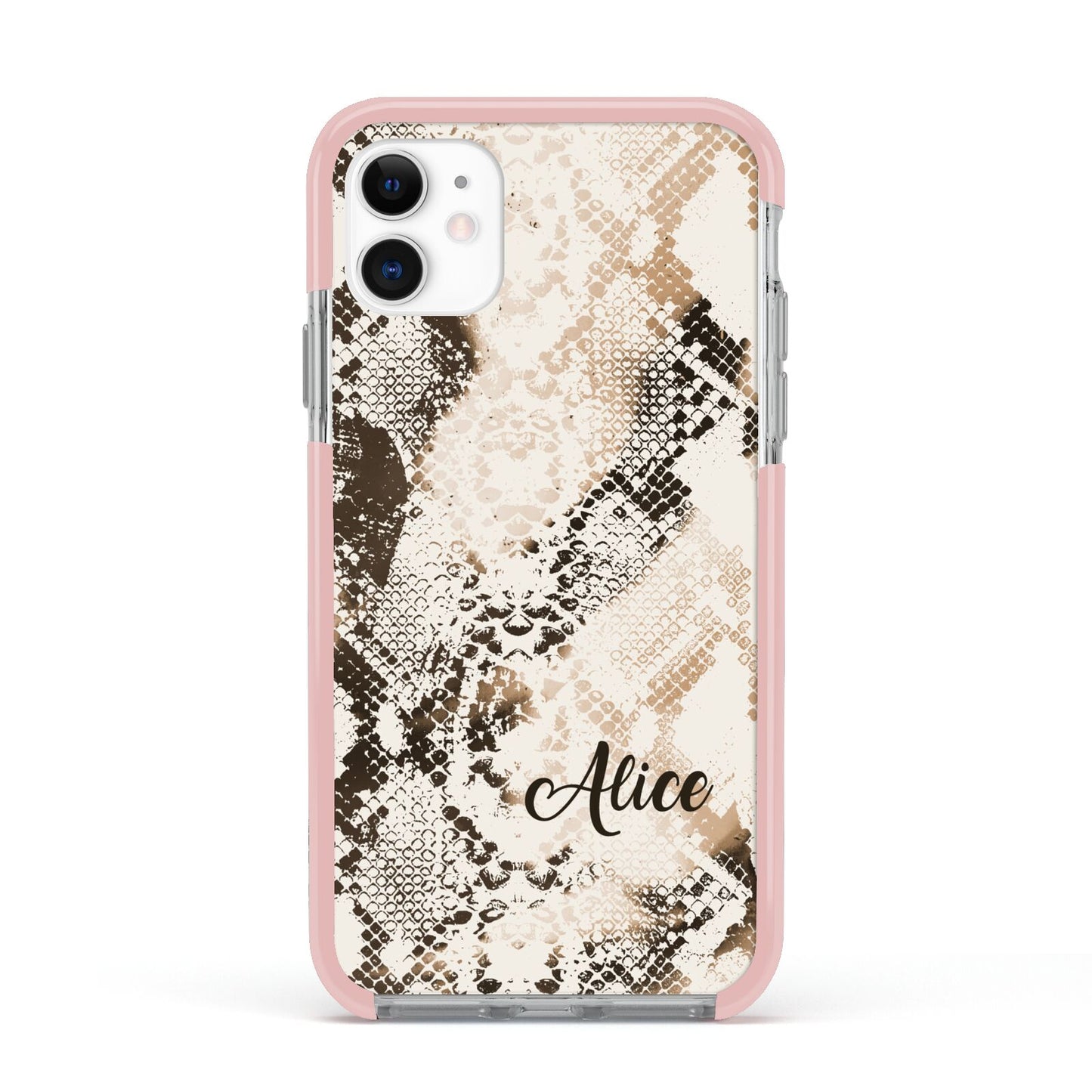 Custom Snakeskin Apple iPhone 11 in White with Pink Impact Case