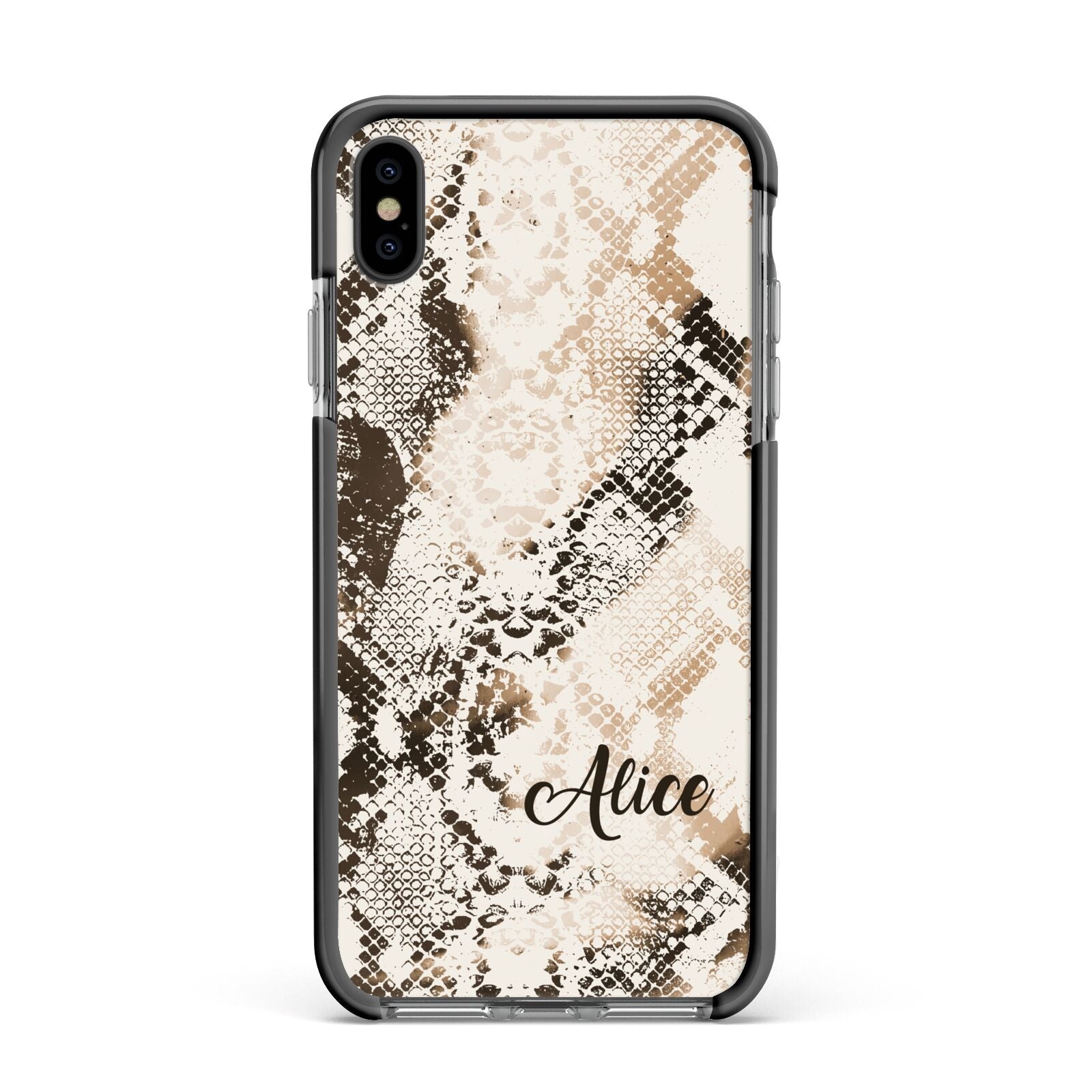 Custom Snakeskin Apple iPhone Xs Max Impact Case Black Edge on Black Phone