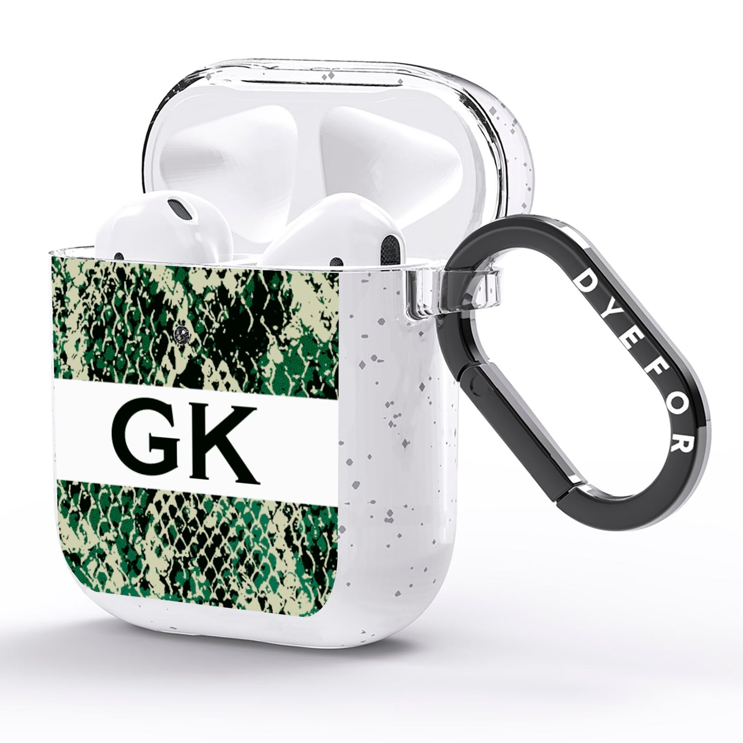 Custom Snakeskin Effect AirPods Glitter Case Side Image