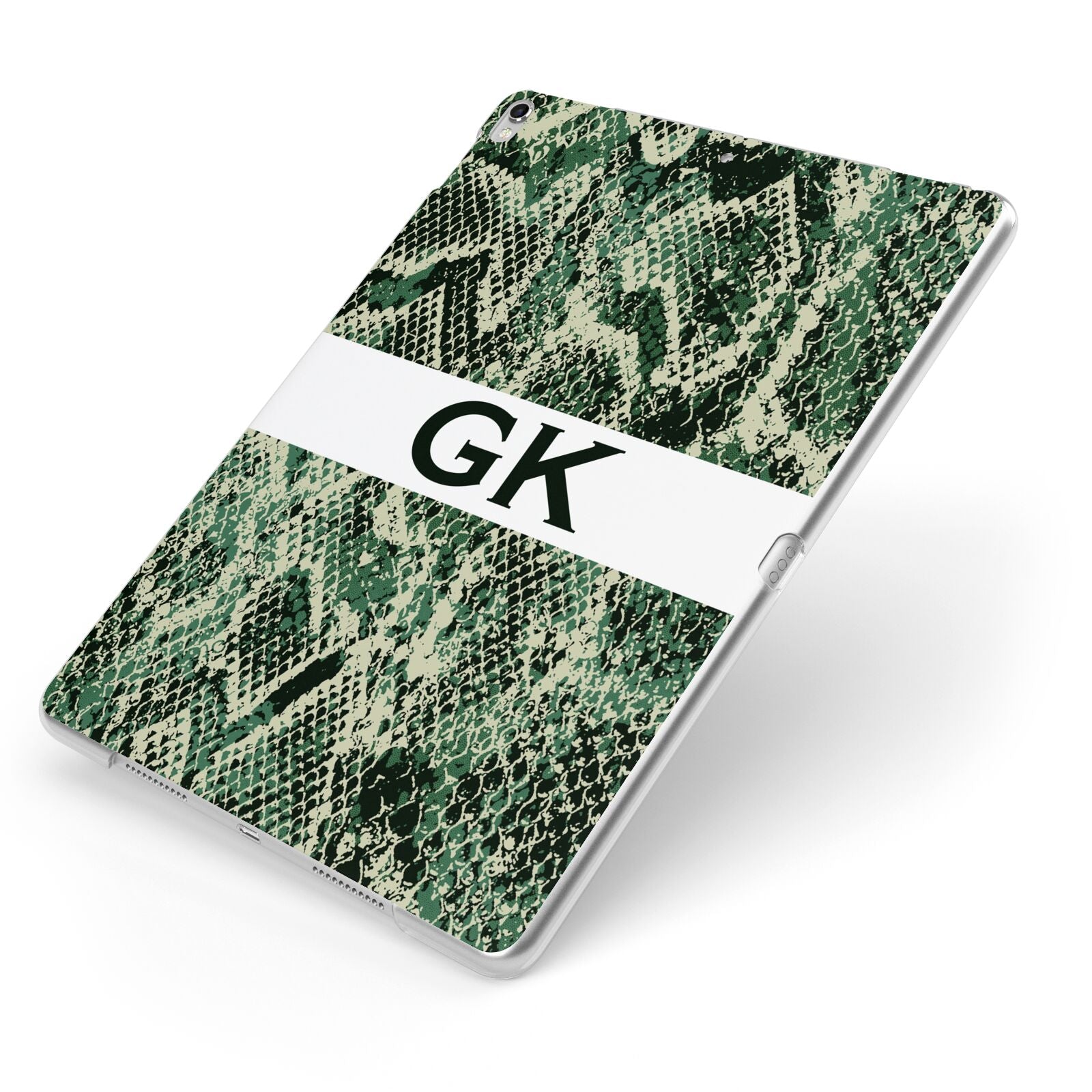 Custom Snakeskin Effect Apple iPad Case on Silver iPad Side View