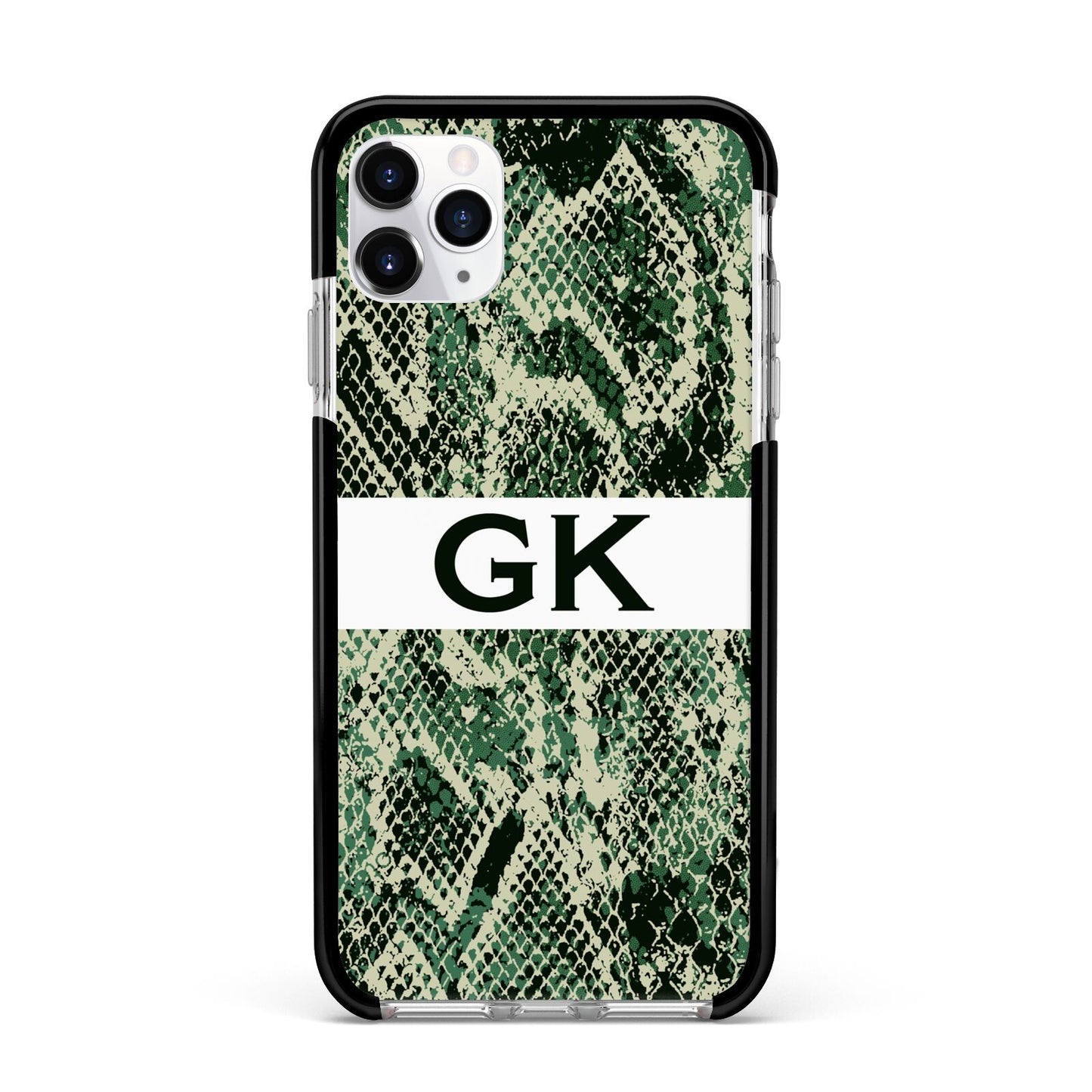 Custom Snakeskin Effect Apple iPhone 11 Pro Max in Silver with Black Impact Case