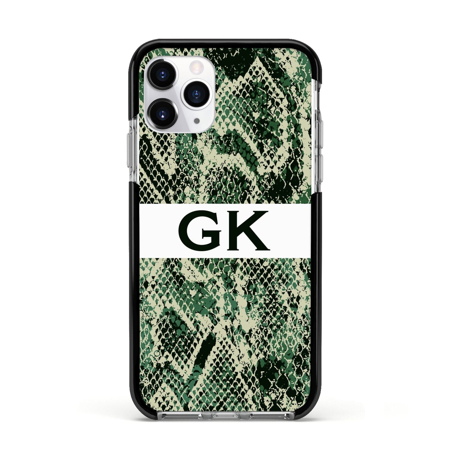 Custom Snakeskin Effect Apple iPhone 11 Pro in Silver with Black Impact Case