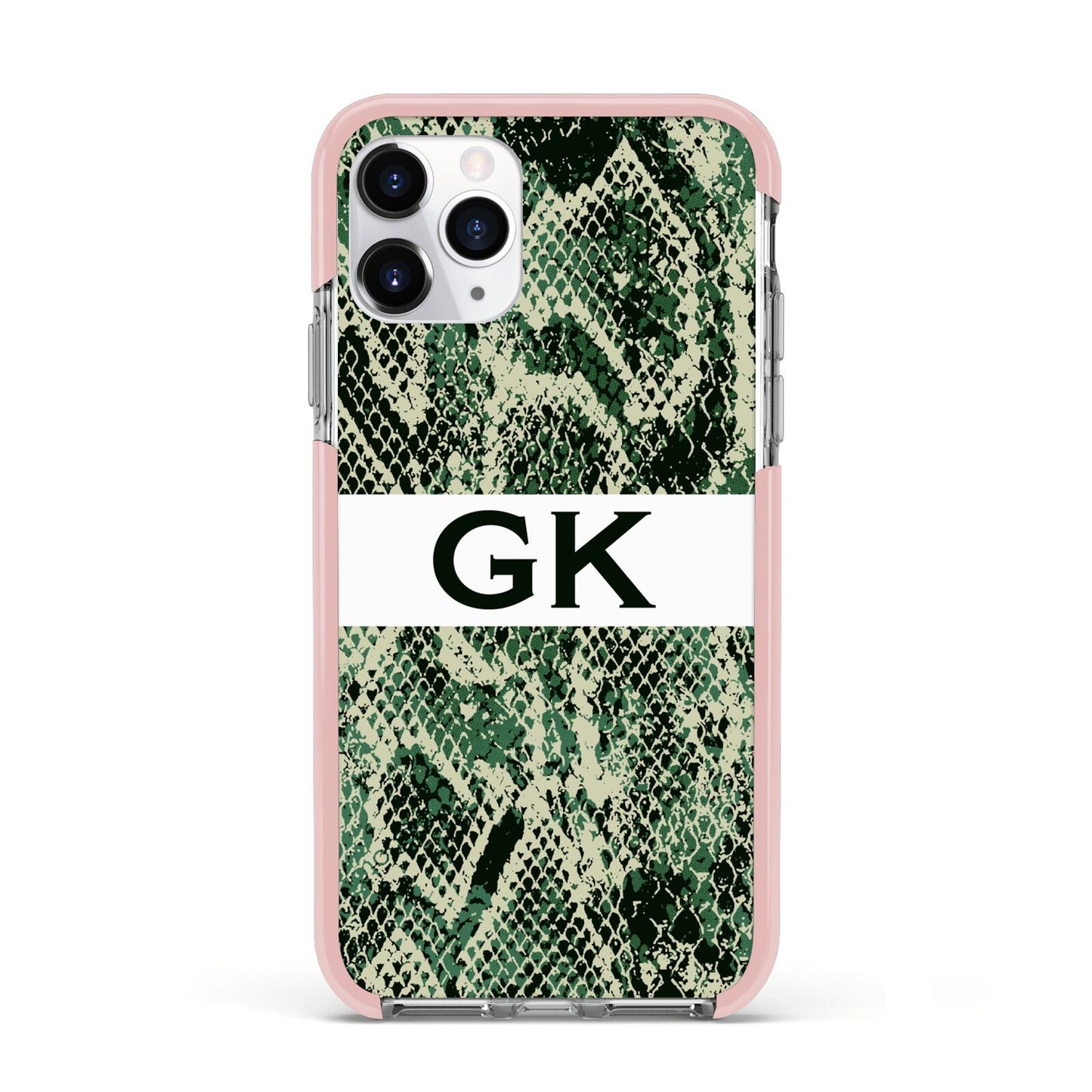 Custom Snakeskin Effect Apple iPhone 11 Pro in Silver with Pink Impact Case