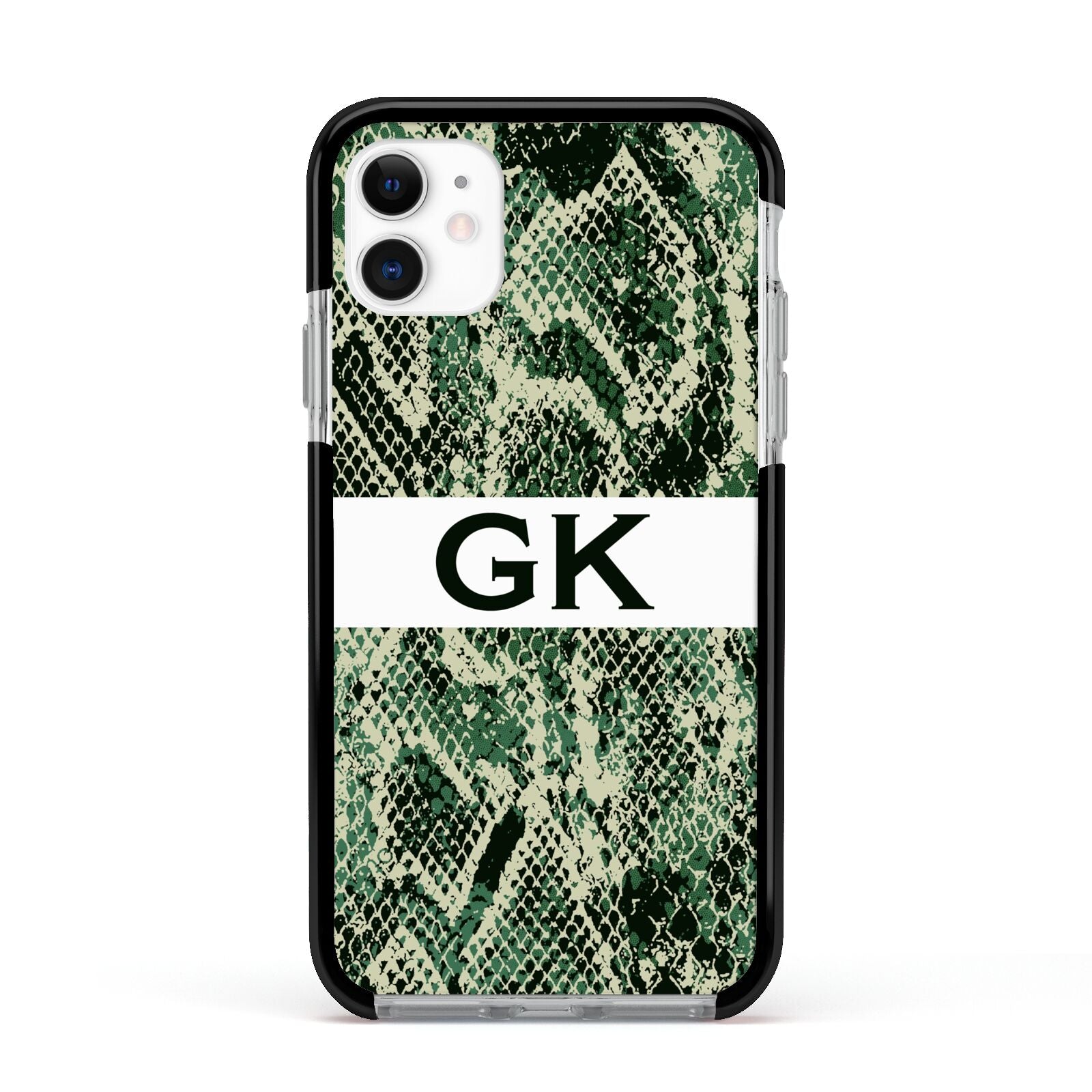 Custom Snakeskin Effect Apple iPhone 11 in White with Black Impact Case