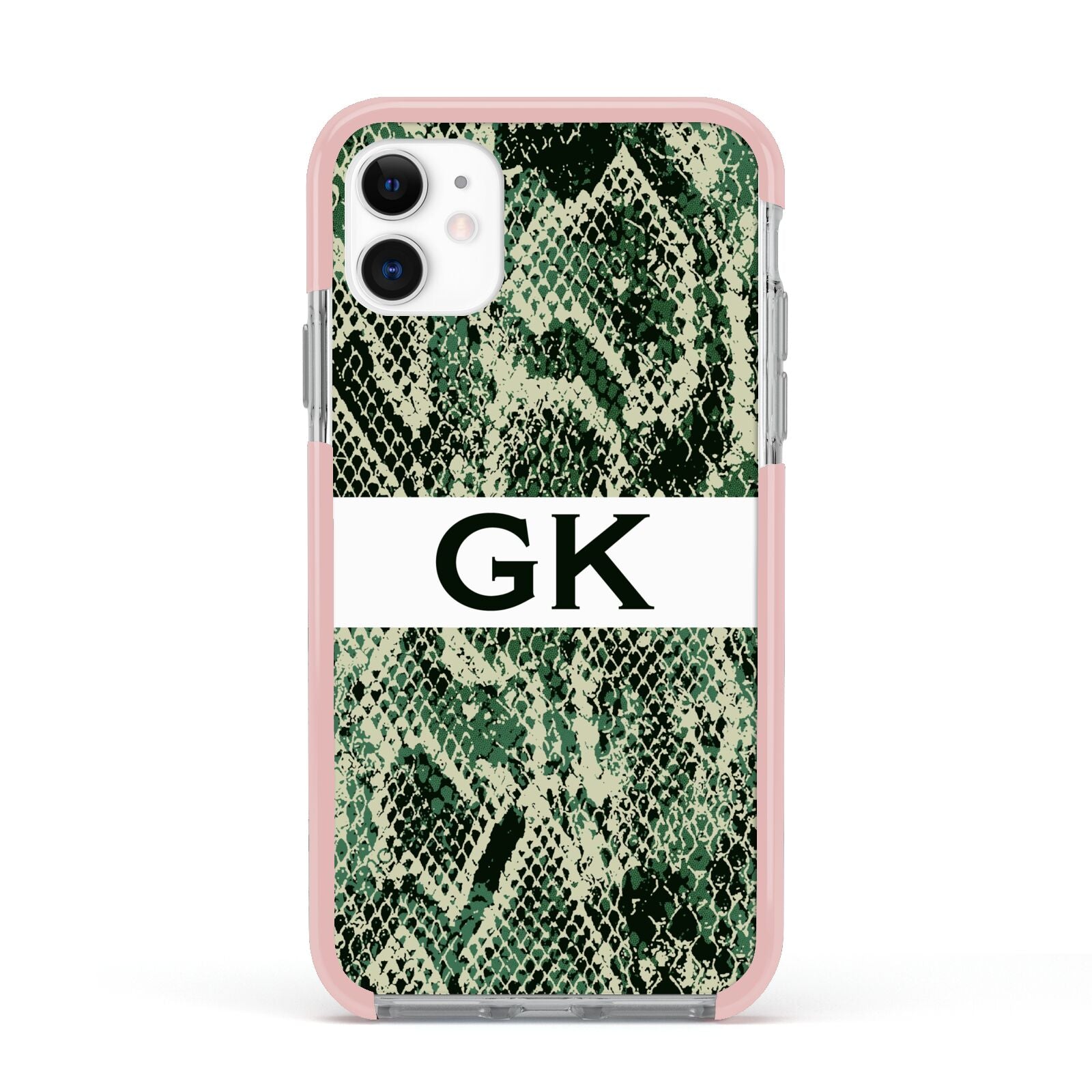 Custom Snakeskin Effect Apple iPhone 11 in White with Pink Impact Case