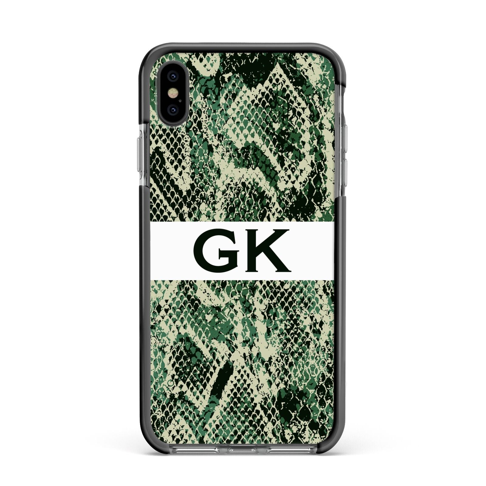 Custom Snakeskin Effect Apple iPhone Xs Max Impact Case Black Edge on Black Phone