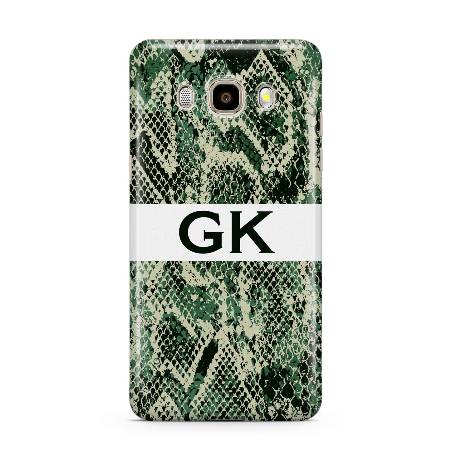 Custom Snakeskin Effect Samsung Galaxy J7 2016 Case on gold phone