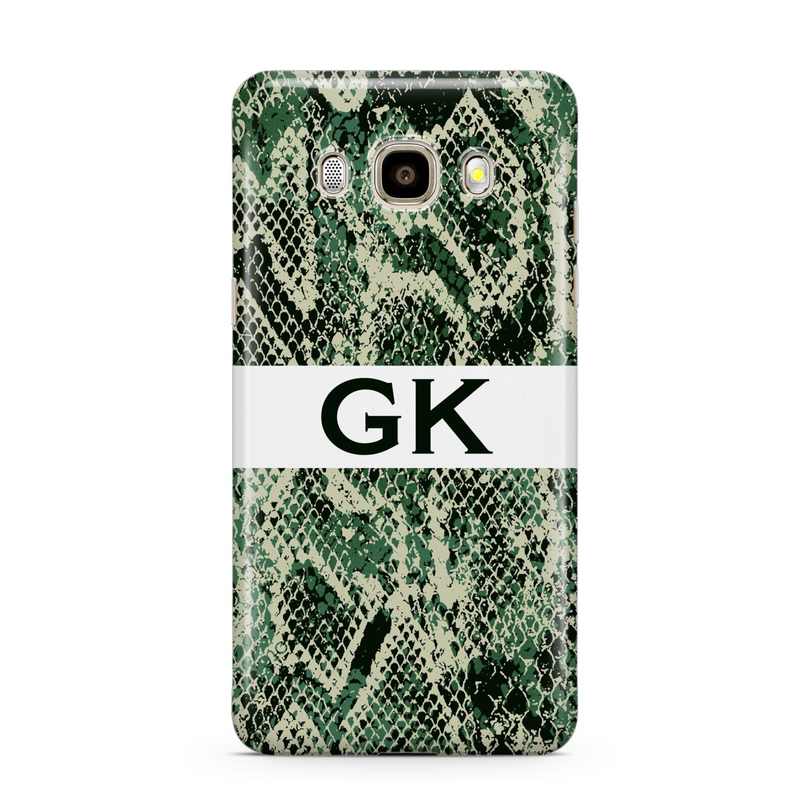 Custom Snakeskin Effect Samsung Galaxy J7 2016 Case on gold phone