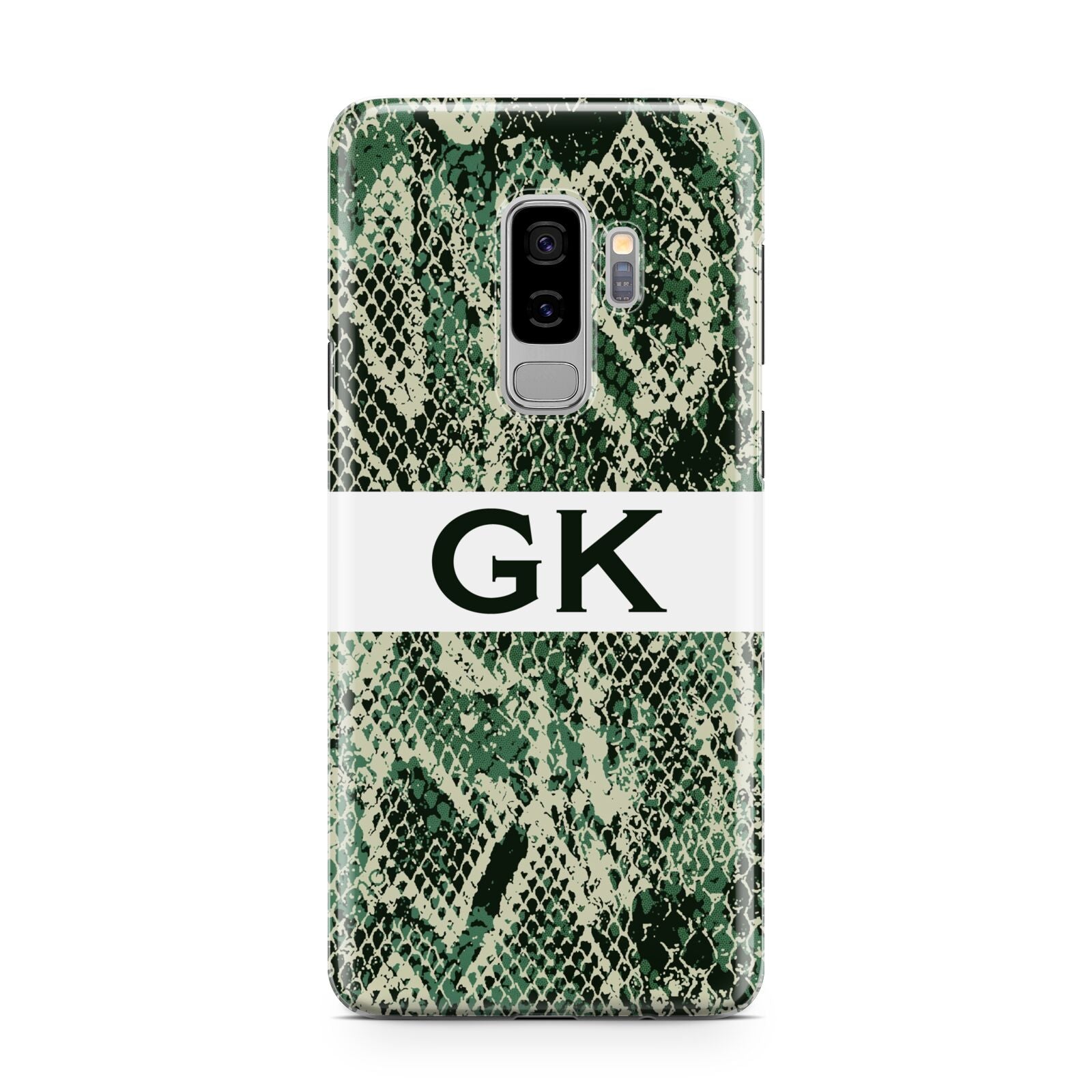 Custom Snakeskin Effect Samsung Galaxy S9 Plus Case on Silver phone