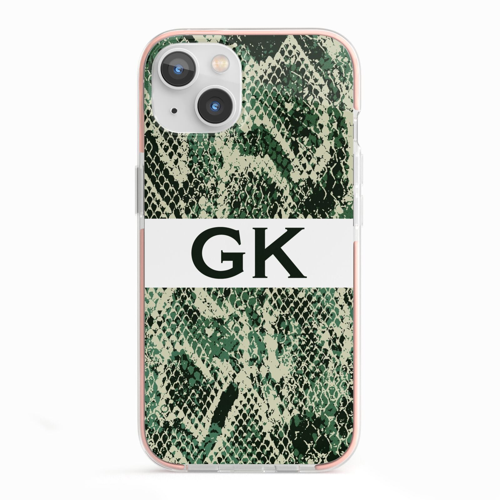 Custom Snakeskin Effect iPhone 13 TPU Impact Case with Pink Edges