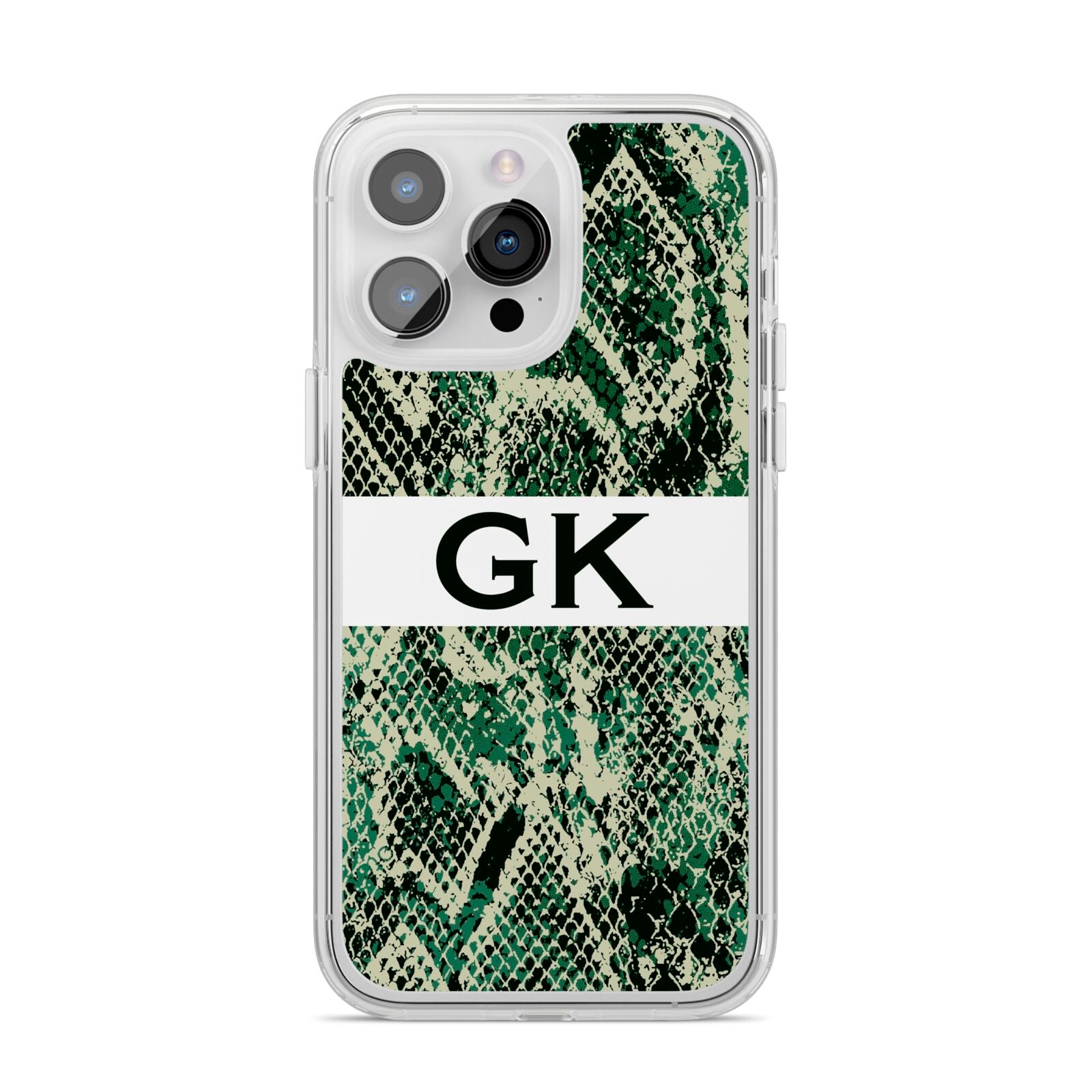 Custom Snakeskin Effect iPhone 14 Pro Max Clear Tough Case Silver