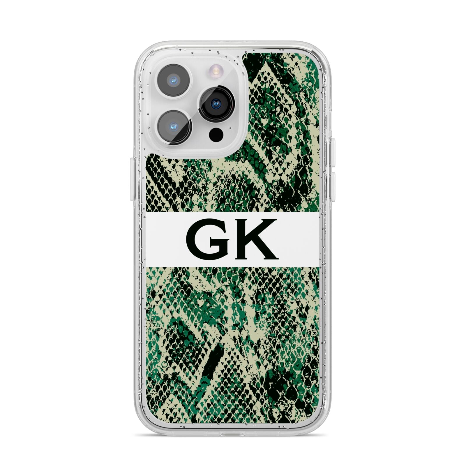 Custom Snakeskin Effect iPhone 14 Pro Max Glitter Tough Case Silver