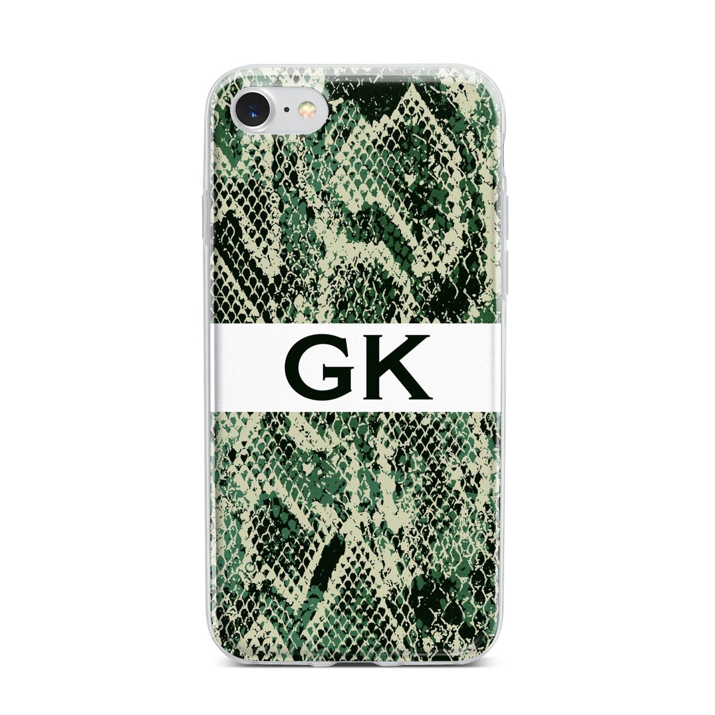 Custom Snakeskin Effect iPhone 7 Bumper Case on Silver iPhone