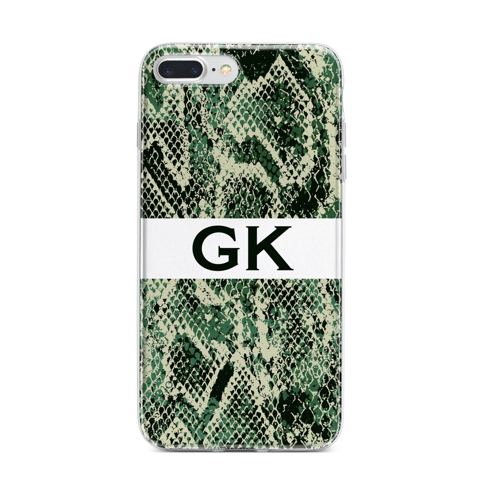 Custom Snakeskin Effect iPhone 7 Plus Bumper Case on Silver iPhone