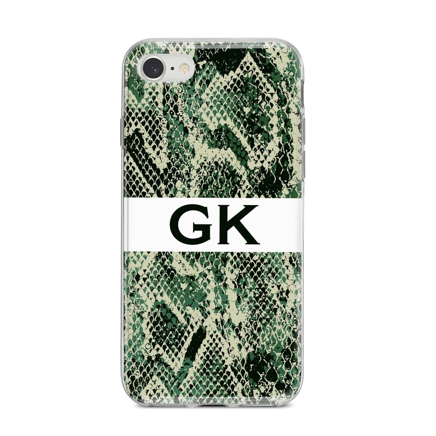 Custom Snakeskin Effect iPhone 8 Bumper Case on Silver iPhone