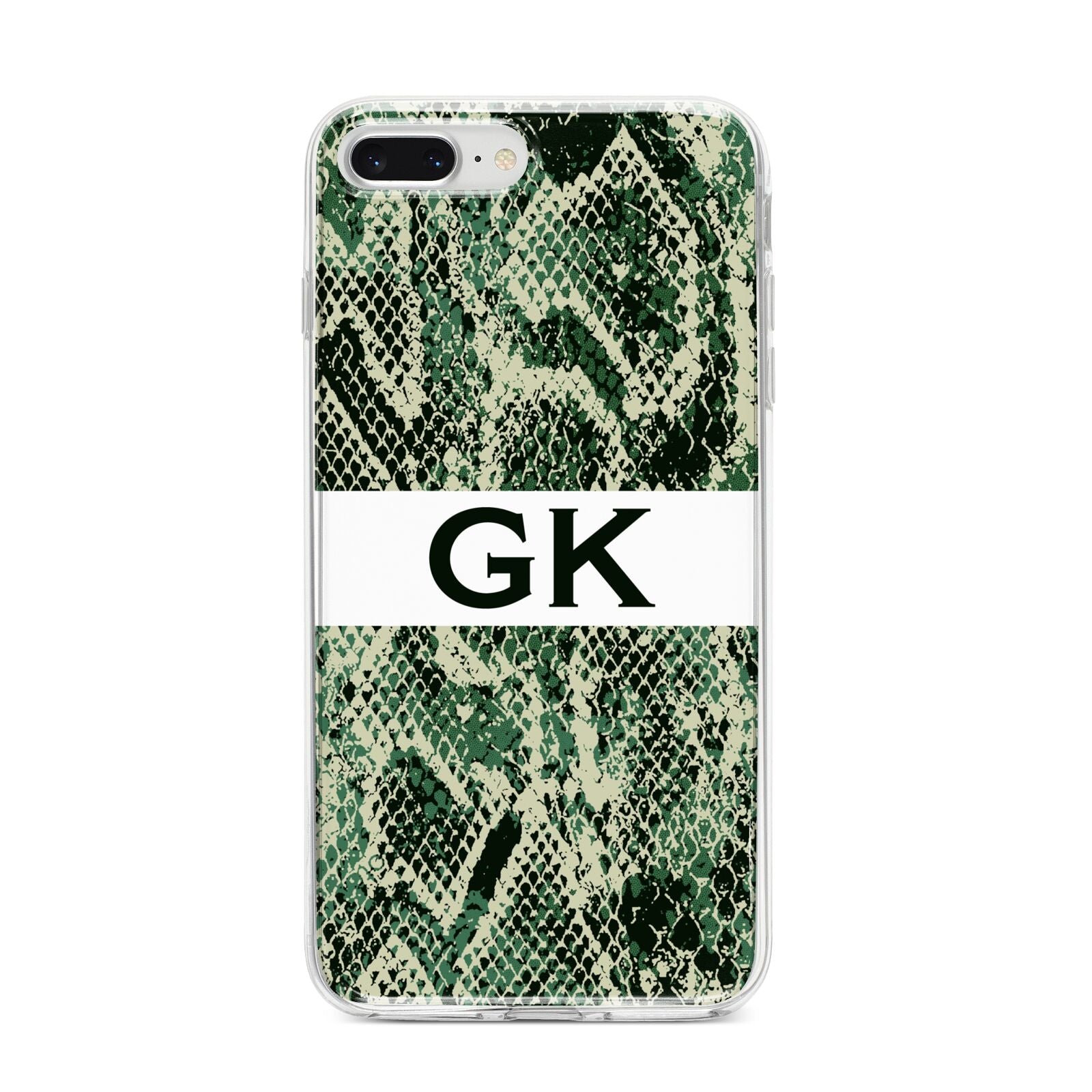 Custom Snakeskin Effect iPhone 8 Plus Bumper Case on Silver iPhone