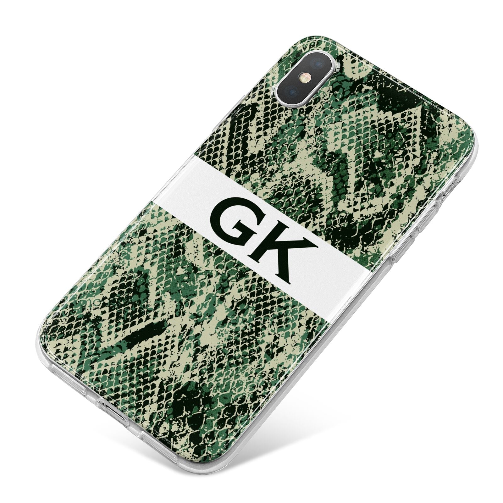 Custom Snakeskin Effect iPhone X Bumper Case on Silver iPhone