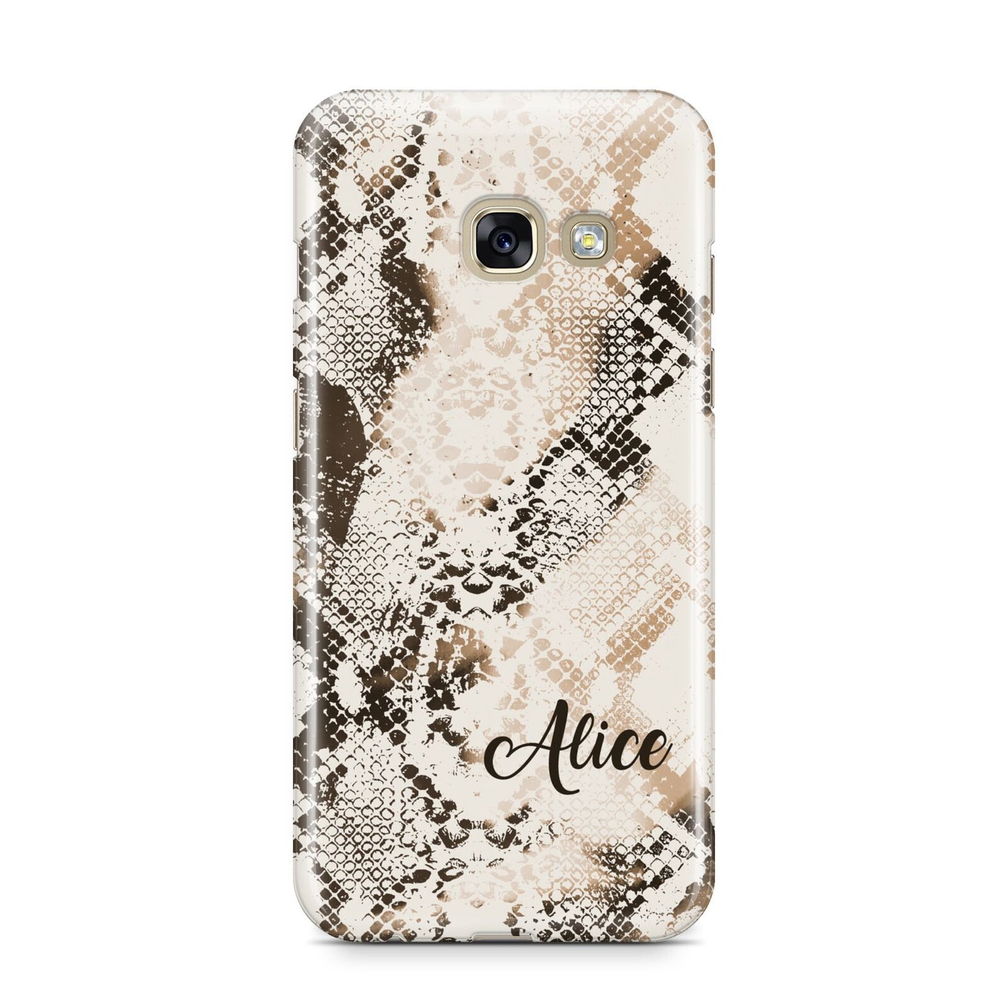 Custom Snakeskin Samsung Galaxy A3 2017 Case on gold phone