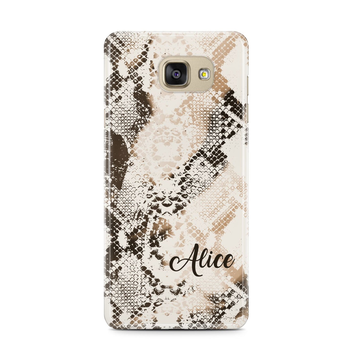 Custom Snakeskin Samsung Galaxy A7 2016 Case on gold phone