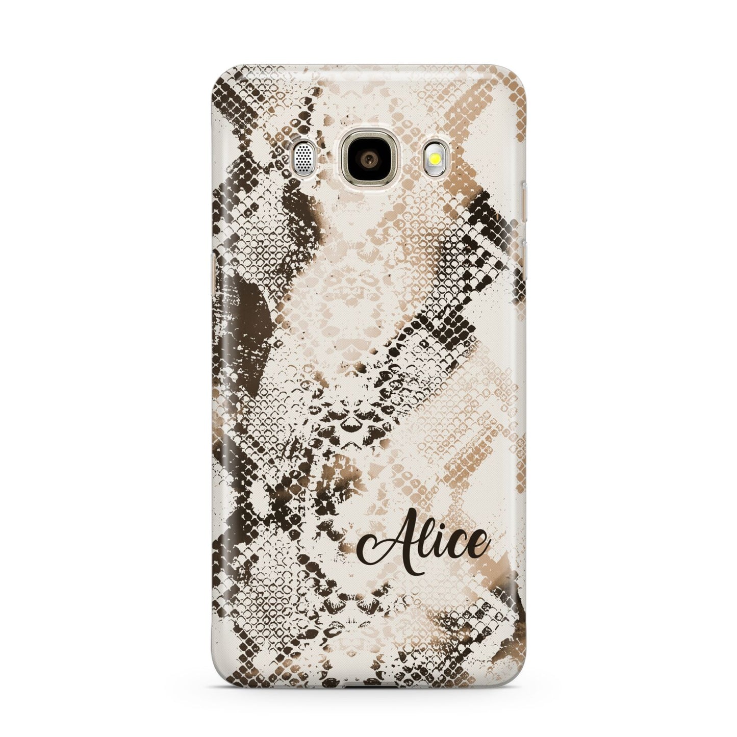 Custom Snakeskin Samsung Galaxy J7 2016 Case on gold phone