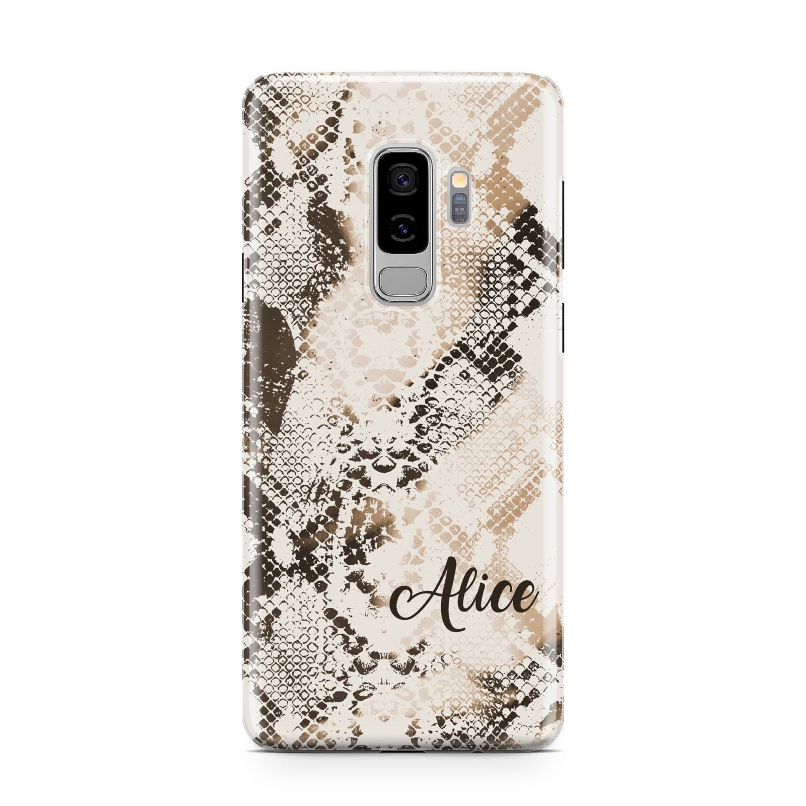 Custom Snakeskin Samsung Galaxy S9 Plus Case on Silver phone