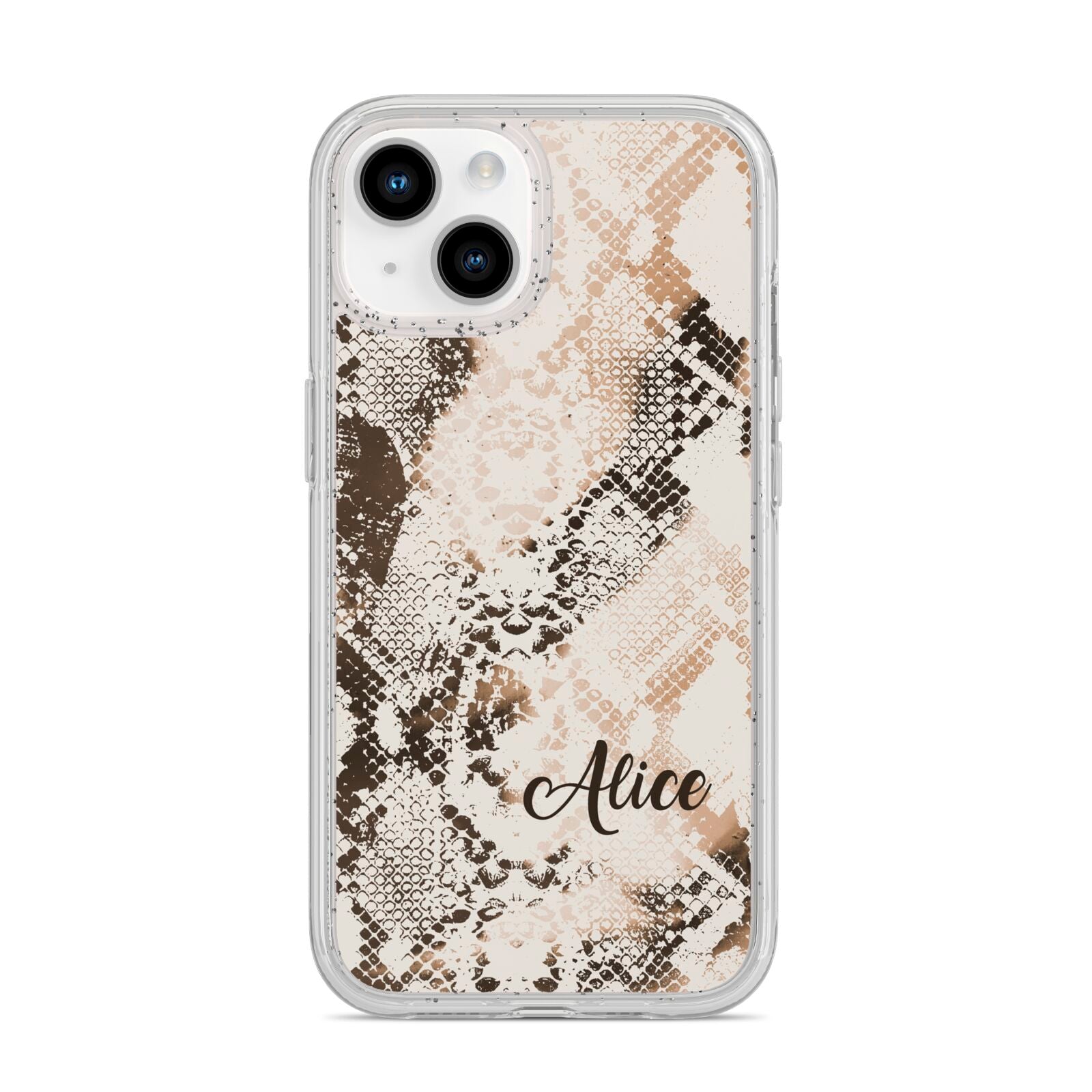 Custom Snakeskin iPhone 14 Glitter Tough Case Starlight