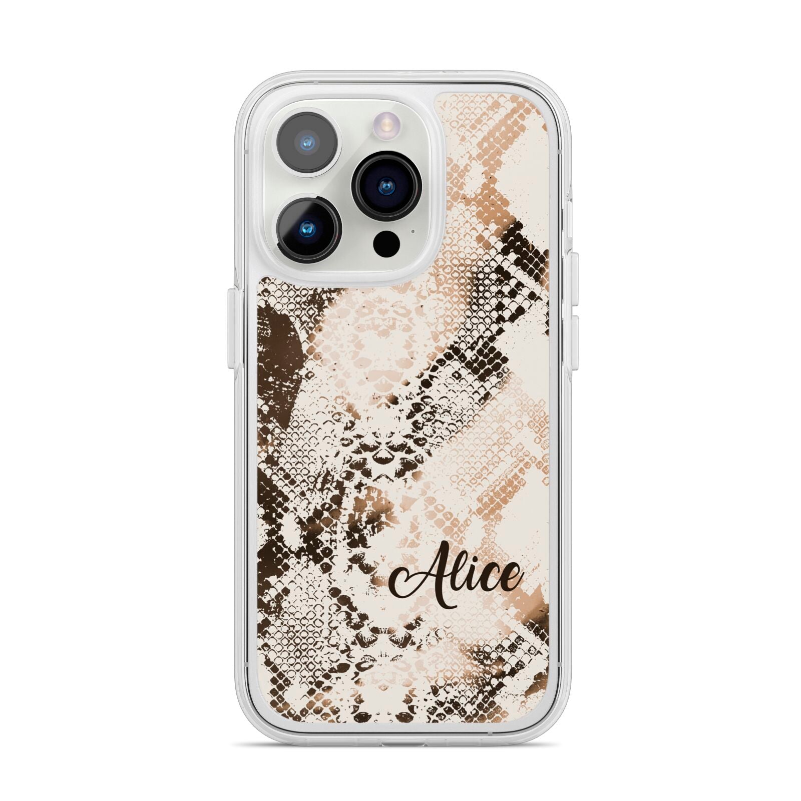 Custom Snakeskin iPhone 14 Pro Clear Tough Case Silver