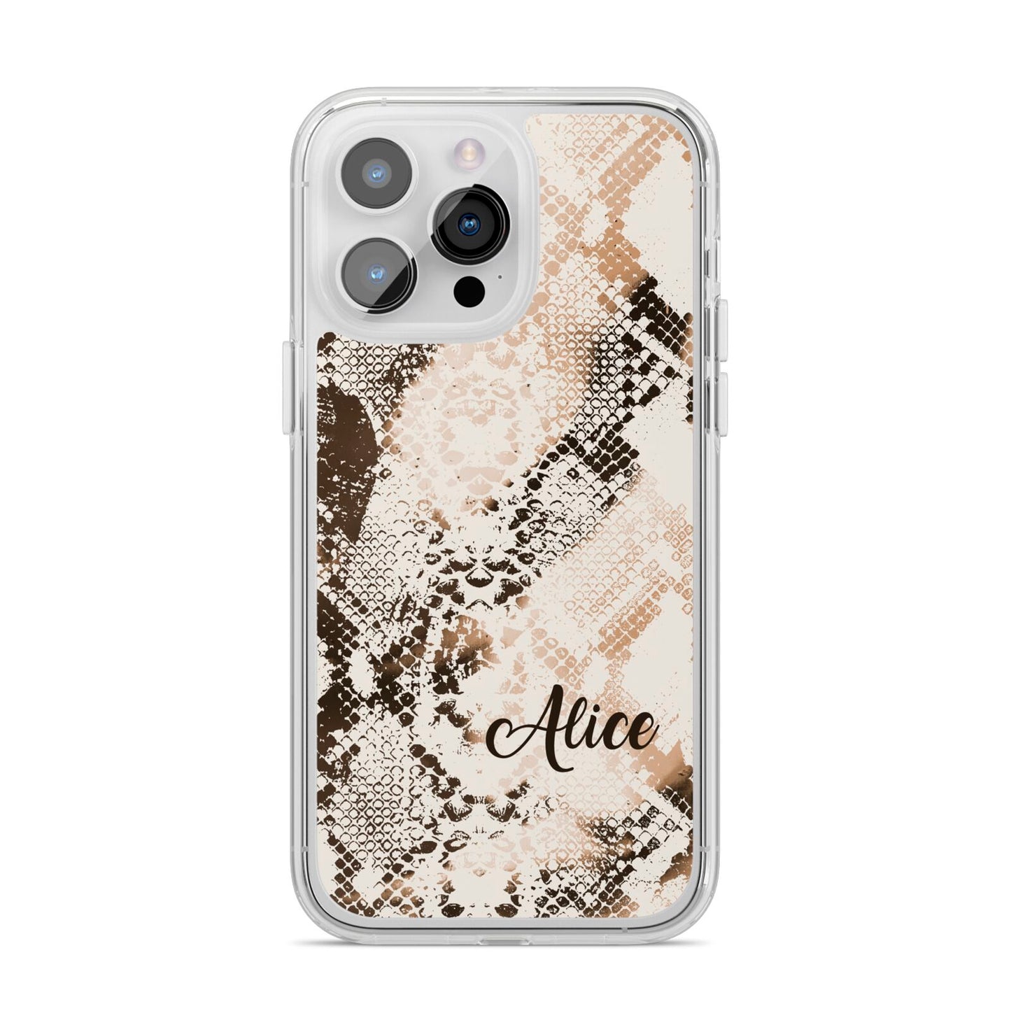 Custom Snakeskin iPhone 14 Pro Max Clear Tough Case Silver