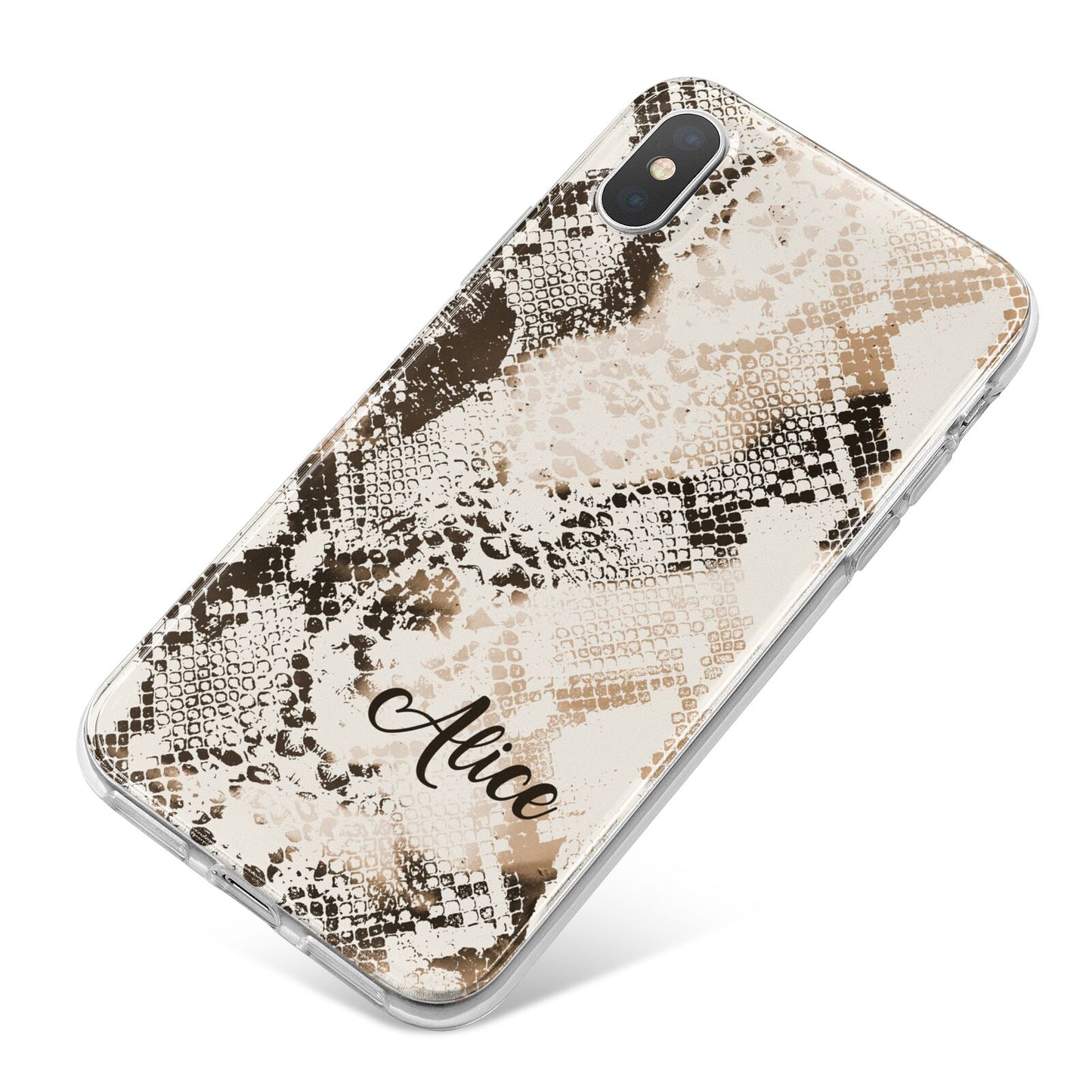 Custom Snakeskin iPhone X Bumper Case on Silver iPhone