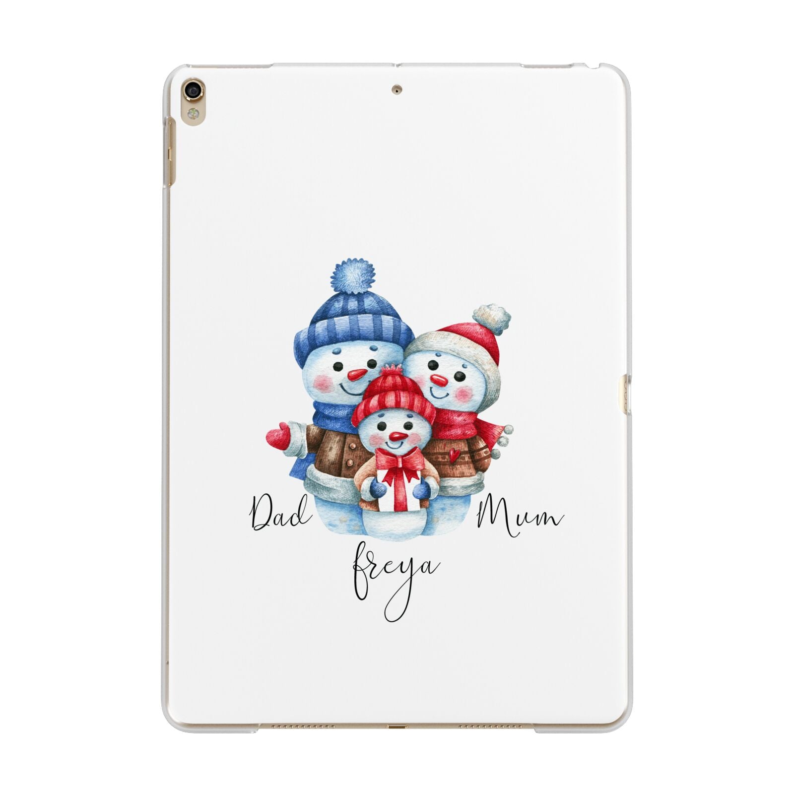 Custom Snowman Family Apple iPad Gold Case