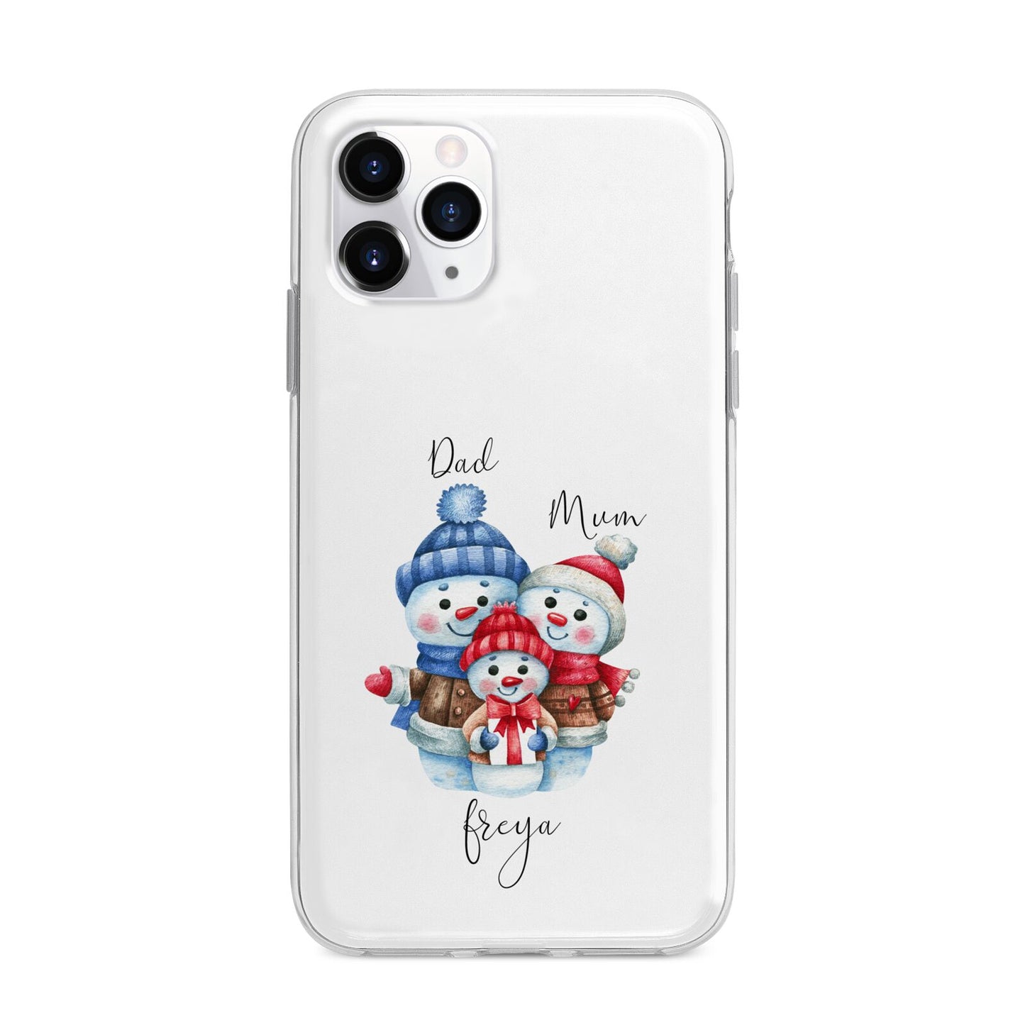 Custom Snowman Family Apple iPhone 11 Pro Max in Silver with Bumper Case