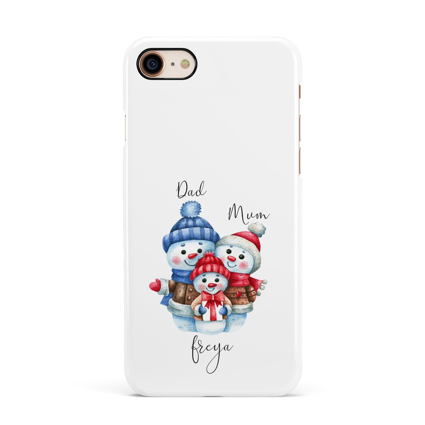 Custom Snowman Family Apple iPhone 7 8 3D Snap Case