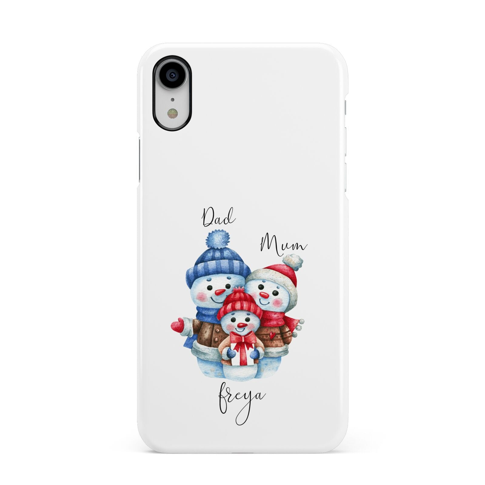 Custom Snowman Family Apple iPhone XR White 3D Snap Case