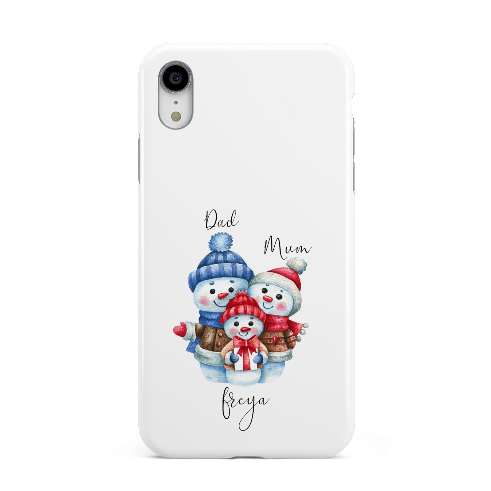 Custom Snowman Family Apple iPhone XR White 3D Tough Case