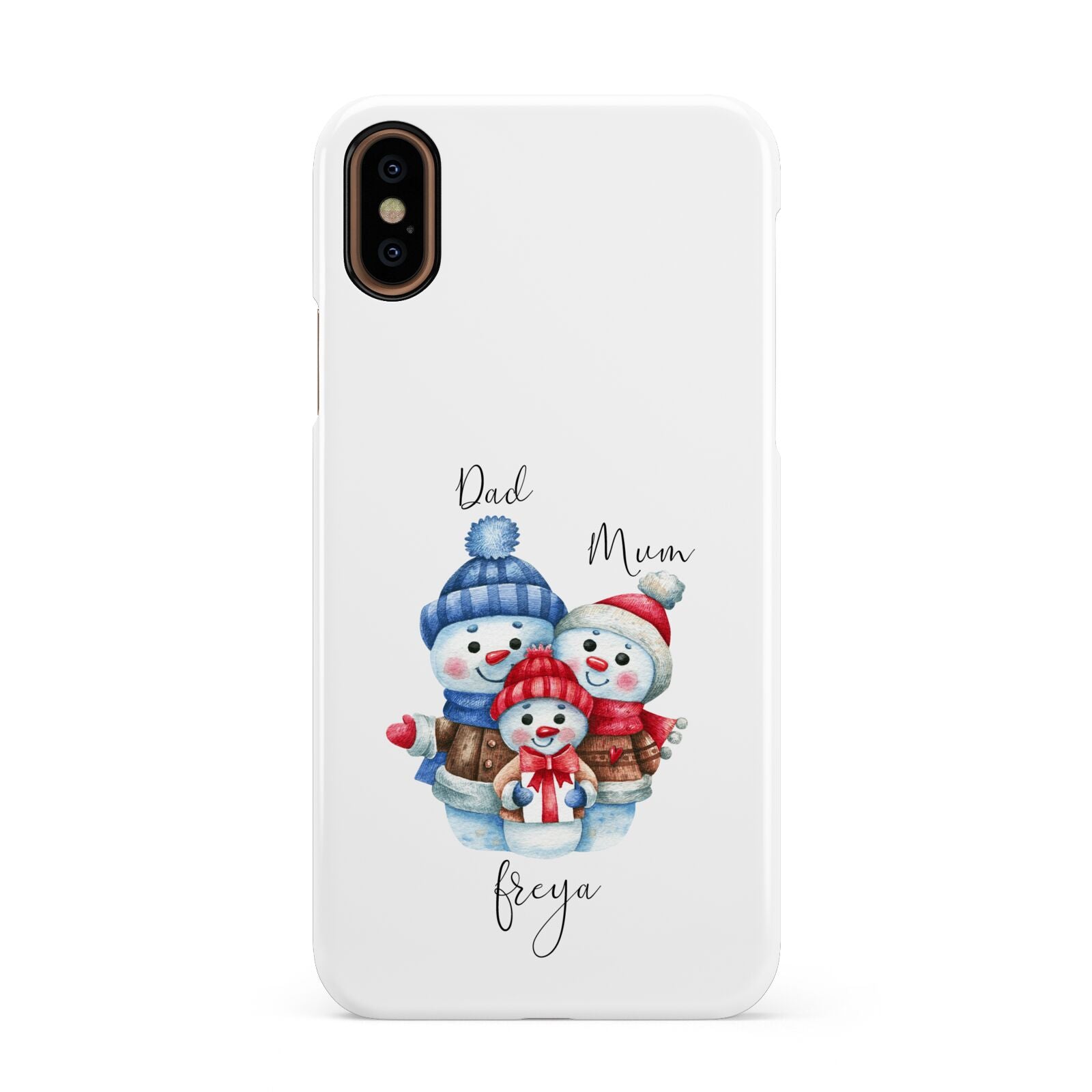 Custom Snowman Family Apple iPhone XS 3D Snap Case