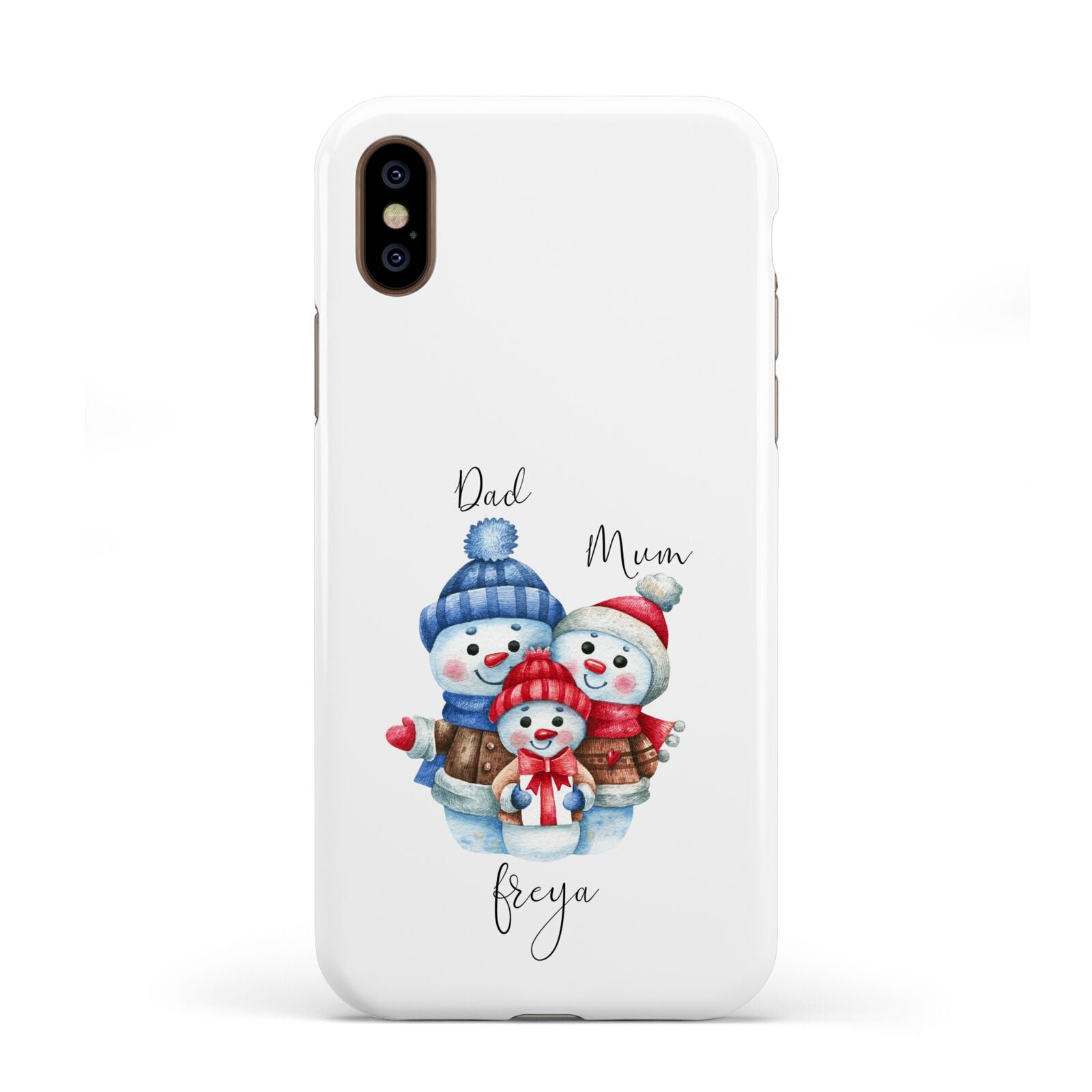 Custom Snowman Family Apple iPhone XS 3D Tough