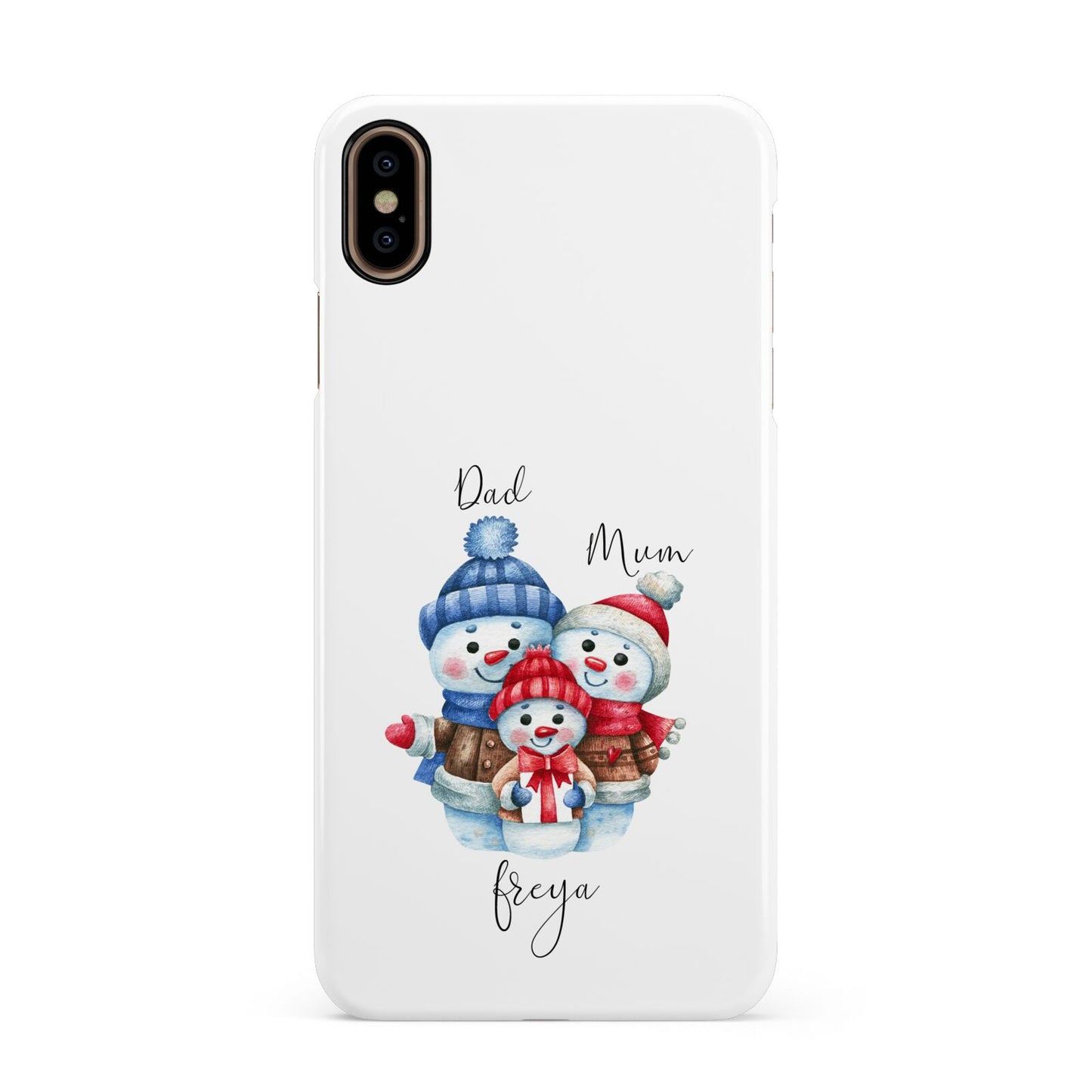 Custom Snowman Family Apple iPhone Xs Max 3D Snap Case