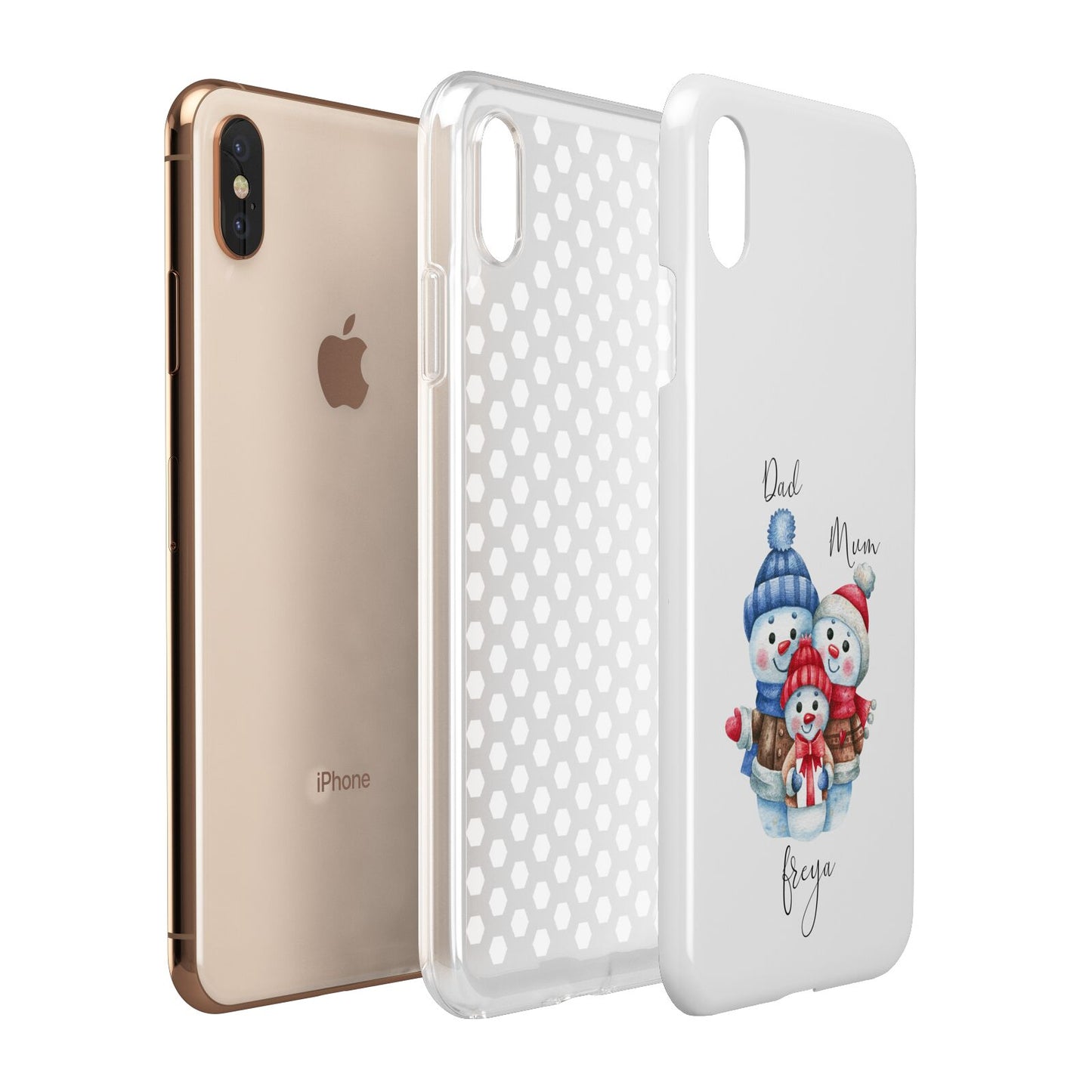 Custom Snowman Family Apple iPhone Xs Max 3D Tough Case Expanded View